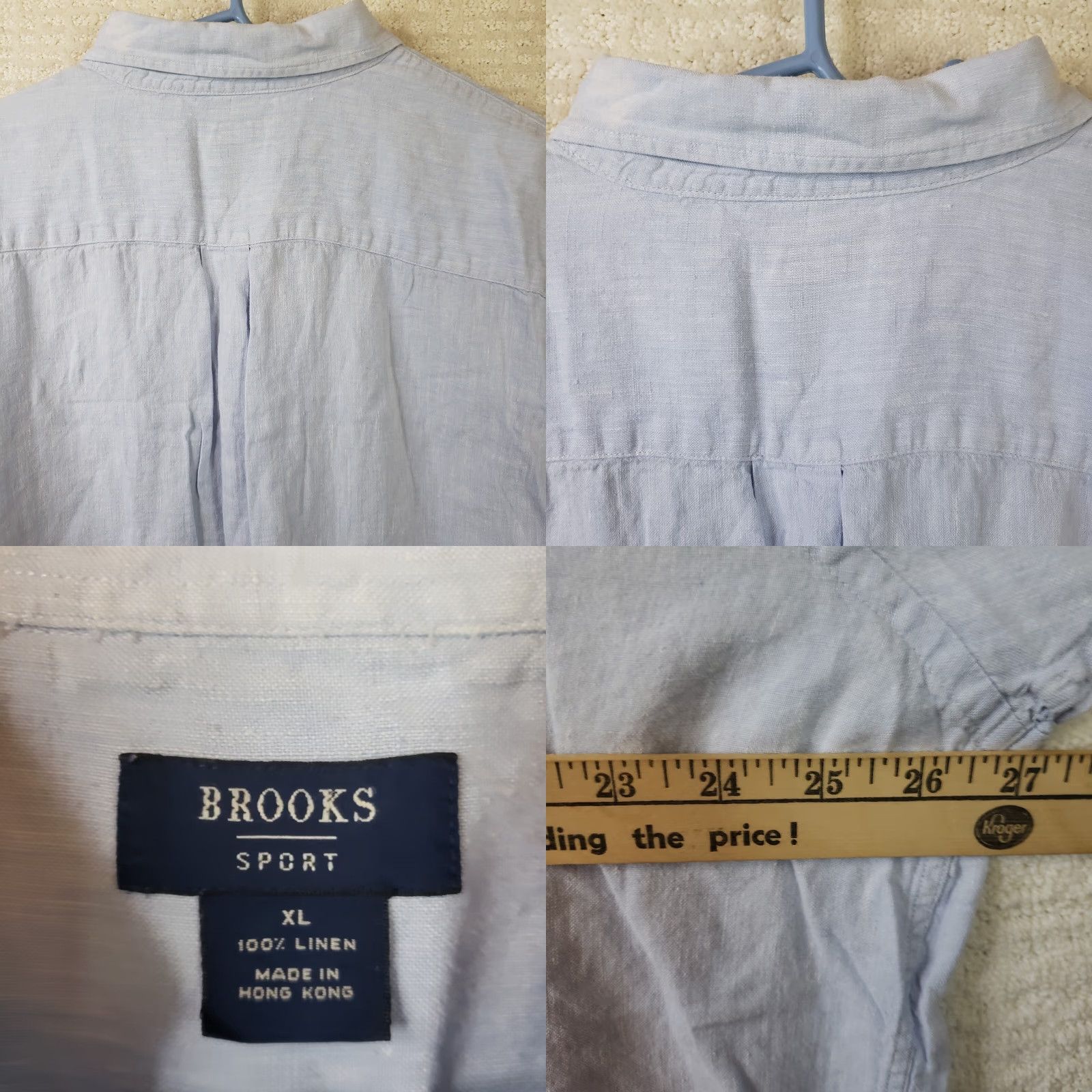 Brooks Brothers Brooks Brothers Sport 100% Linen Shirt Men's XL Blue Short S Button Collared Brown? Size US XL / EU 56 / 4 - 8 Thumbnail
