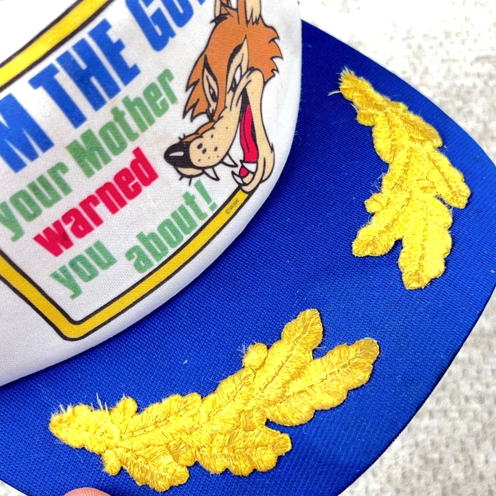 Vintage VINTAGE Trucker Hat Cap Snapback Blue 90s Comedy Joke Funny Saying Leafs Mens Adjustable Size ONE SIZE - 3 Thumbnail