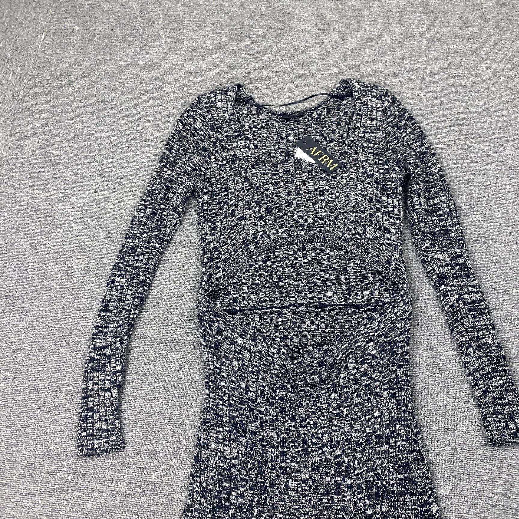 Vintage AFRM Dress Womens Large Black Geometric Cutout Long Sleeve Knit Sweater Maxi Dress Mens Womens Girls Boys Size L / US 10 / IT 46 - 2 Thumbnail