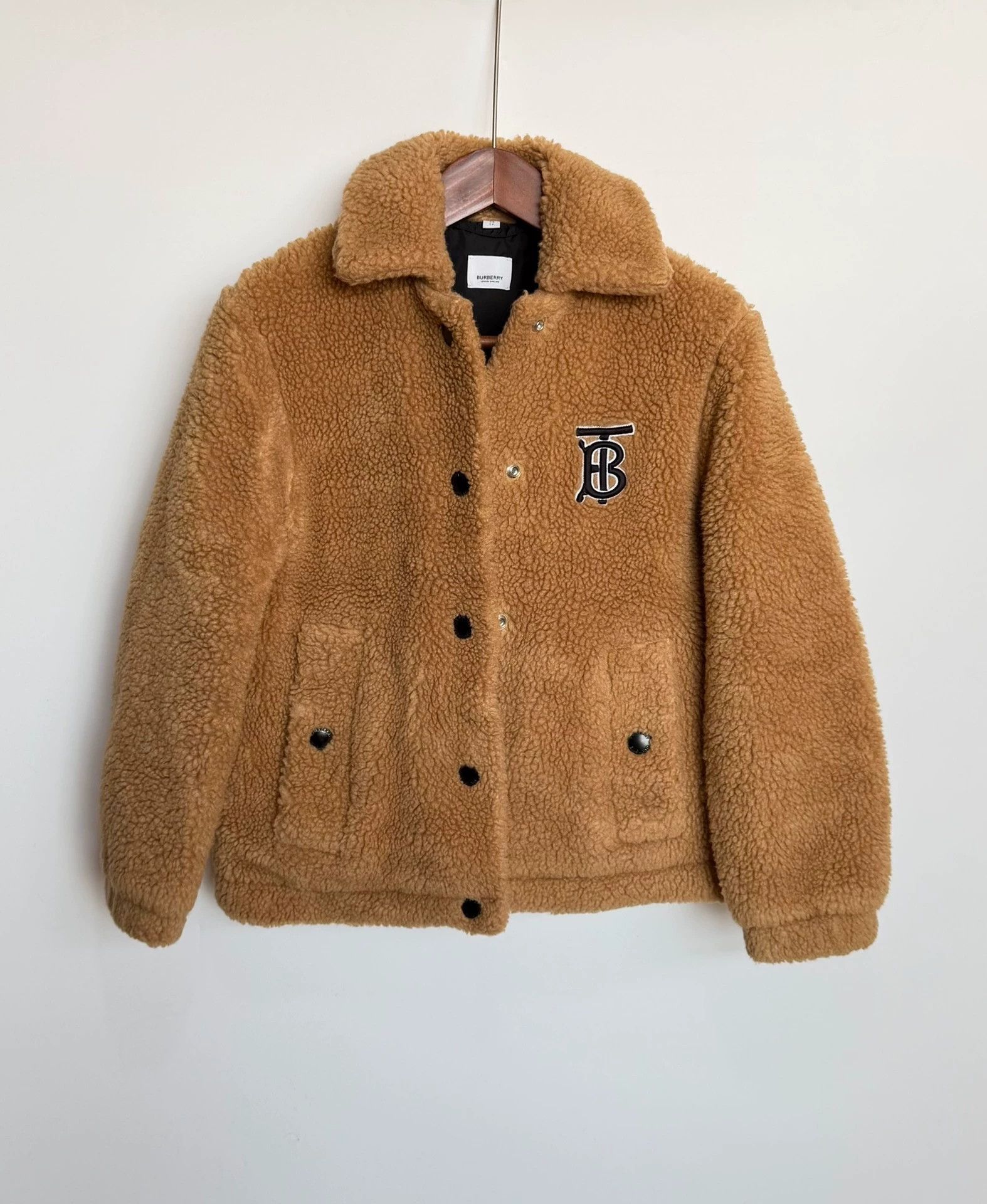 Burberry Burberry Camel Wool Teddy Jacket XS Embroidered Logo 98% New Size XS / US 0-2 / IT 36-38 - 1 Thumbnail