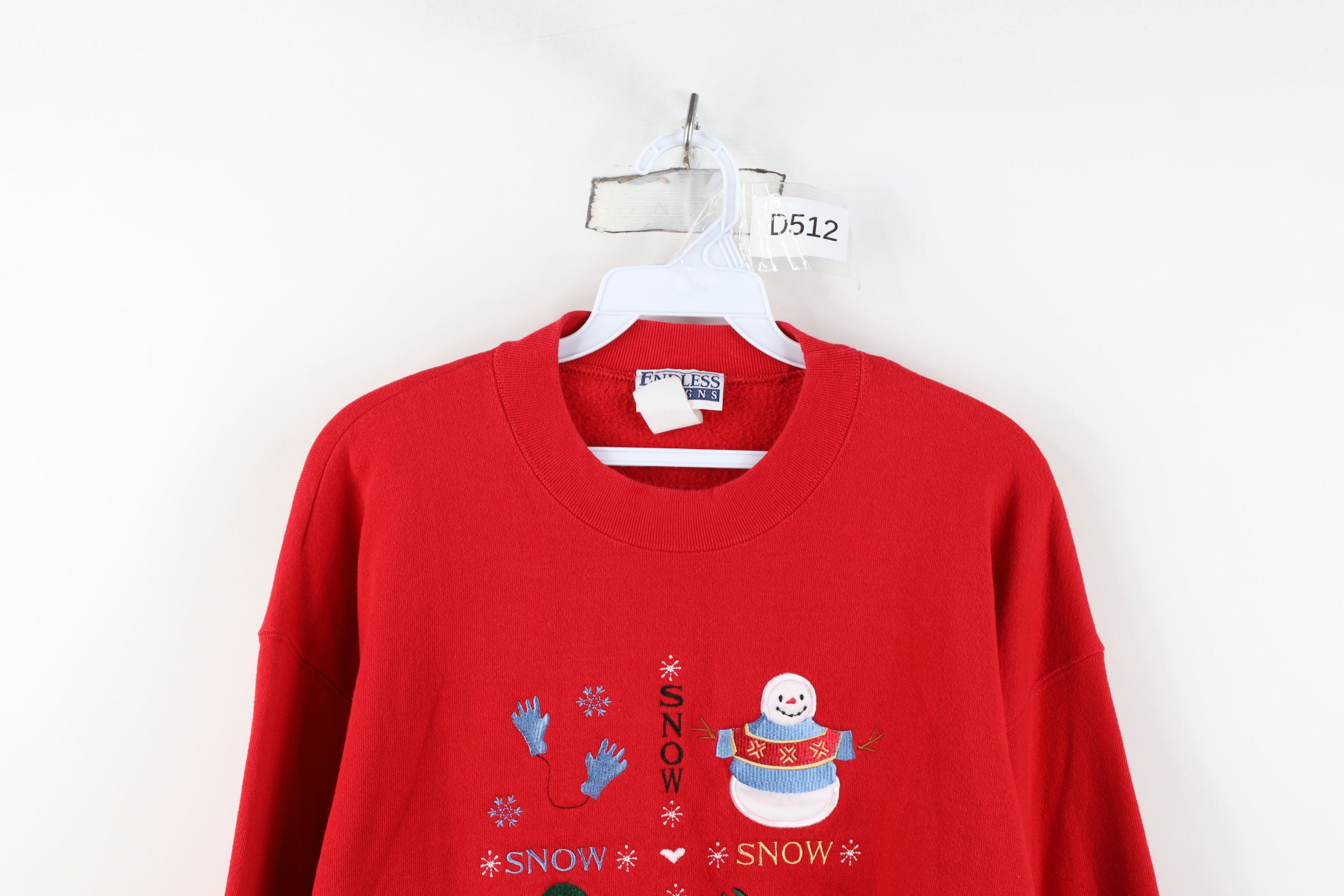 Vintage Vintage 90s Streetwear Christmas Snowman Sweatshirt Red Size L / US 10 / IT 46 - 2 Thumbnail