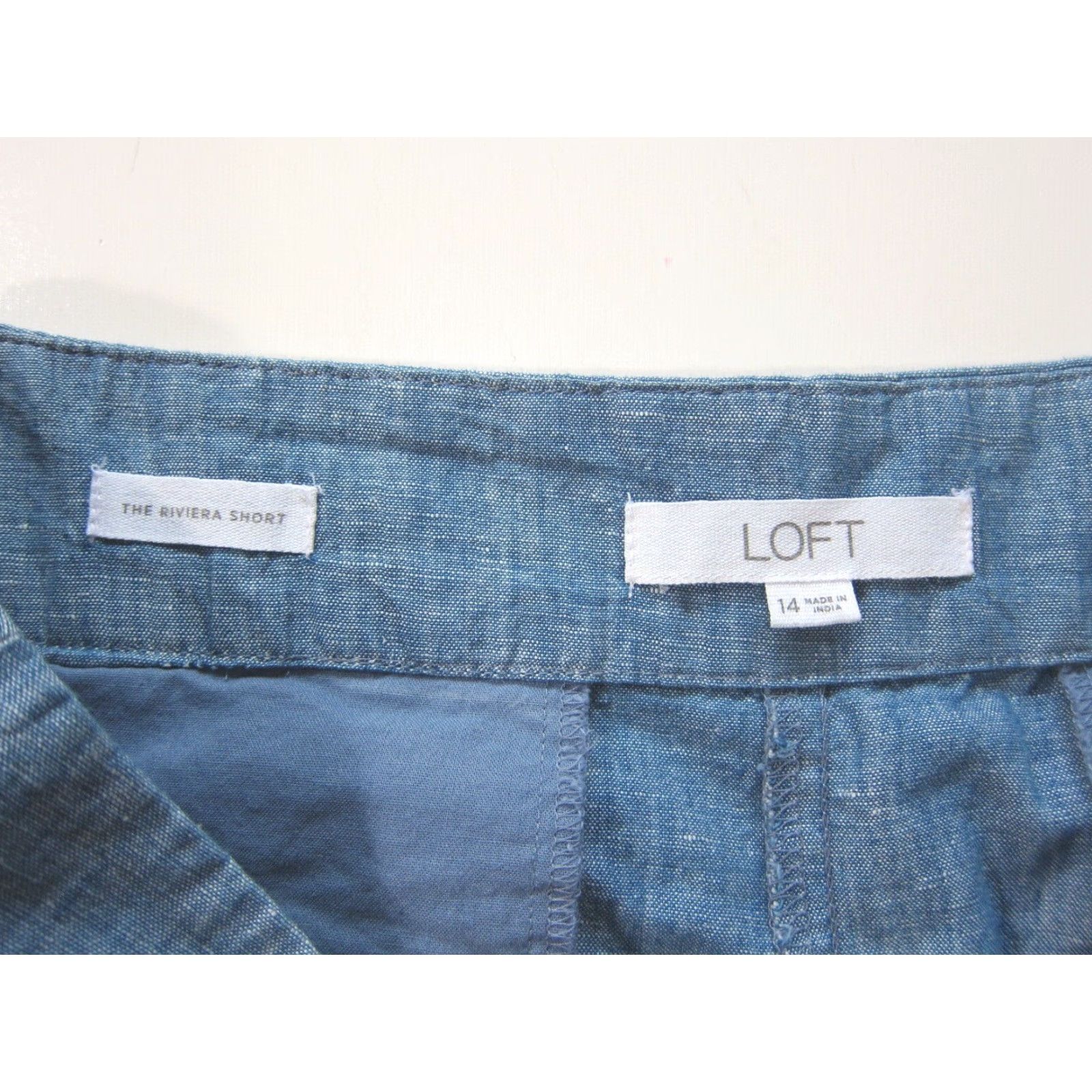 Ann Taylor Ann Taylor Loft Riviera Cotton Linen Blue Flat Front Casual Chino Short Women 14 Size 26" / US 2 / IT 38 - 3 Thumbnail