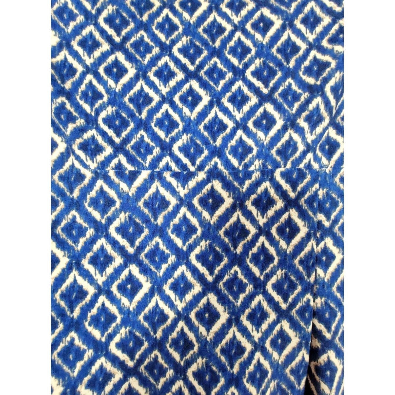 Ralph Lauren Lauren Ralph Lauren Womens Blue Ikat Faux Wrap Dress Short Sleeve Ruched Size 6 Knee Length V-Neck Pullover Dress Casual/Business Womens Size 28" / US 6 / IT 42 - 3 Thumbnail