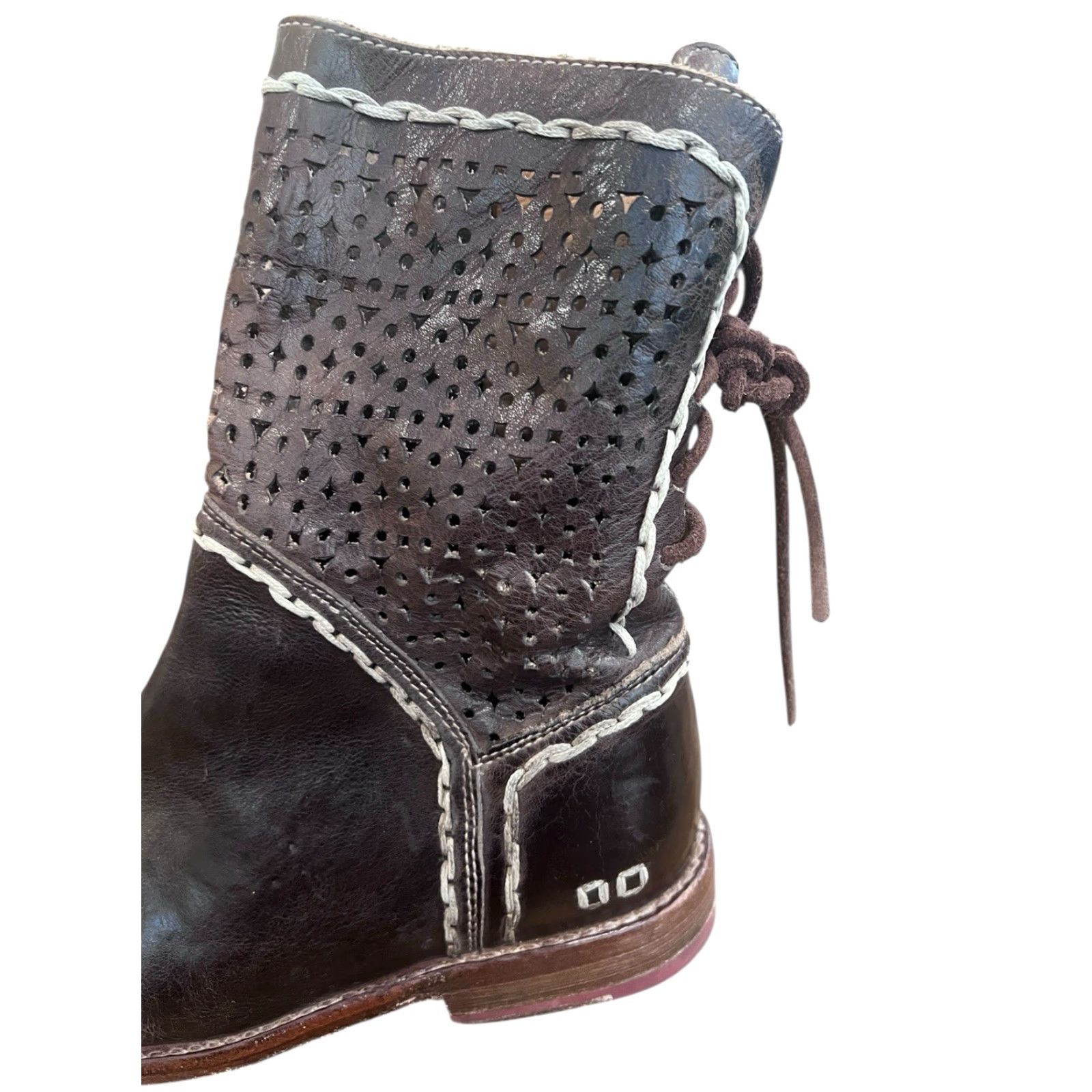 Bed Stu VINTAGE Bed|Stü Cobbler Boots Women Size 7.5 Leather Brown Distressed Lace Up Back Leather Combat Boot Womens Size US 8 / IT 38 - 5 Thumbnail