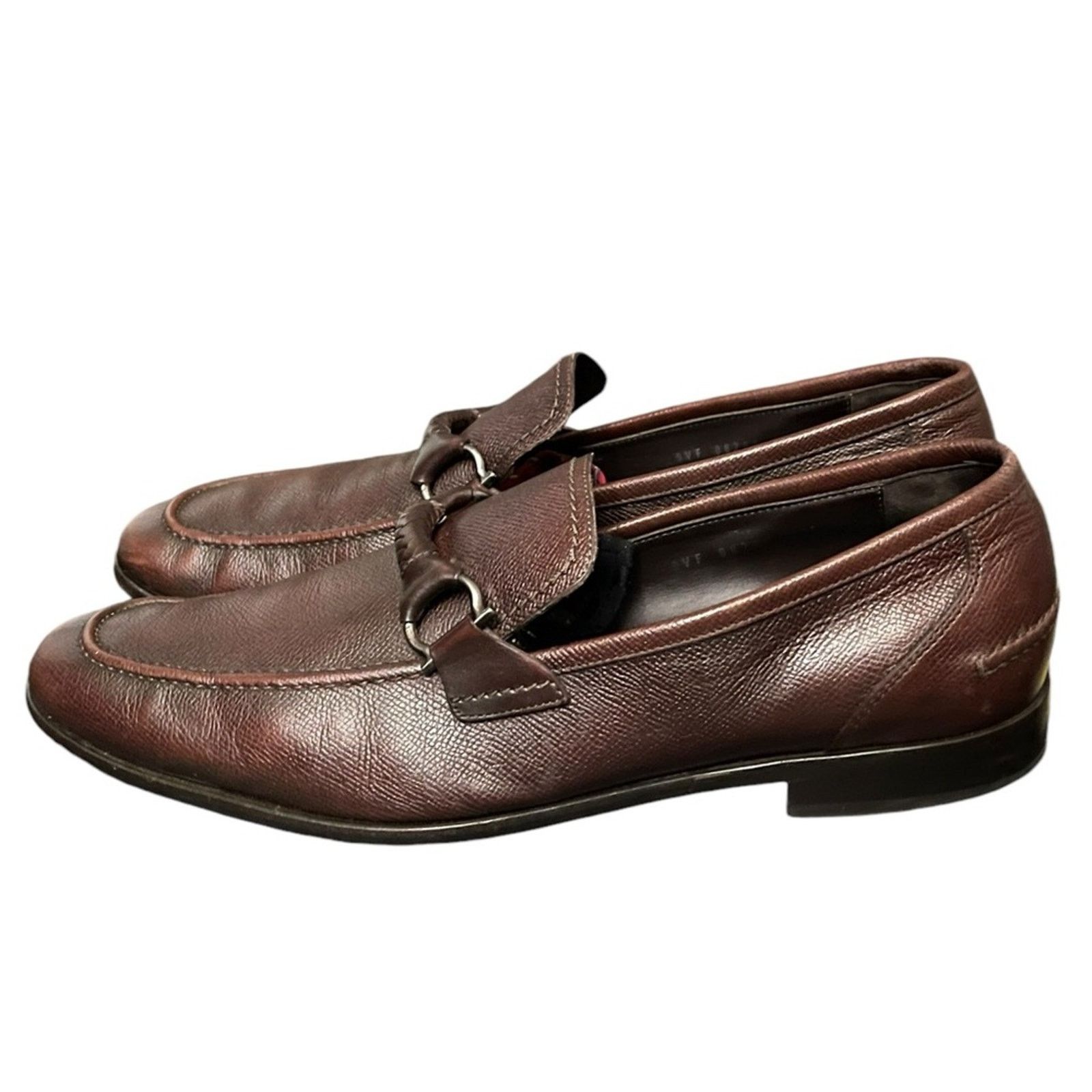 Salvatore Ferragamo SALVATORE FERRAGAMO Twist 12 D Dark Brown Pebble Loafers Size US 12 / EU 45 - 3 Thumbnail