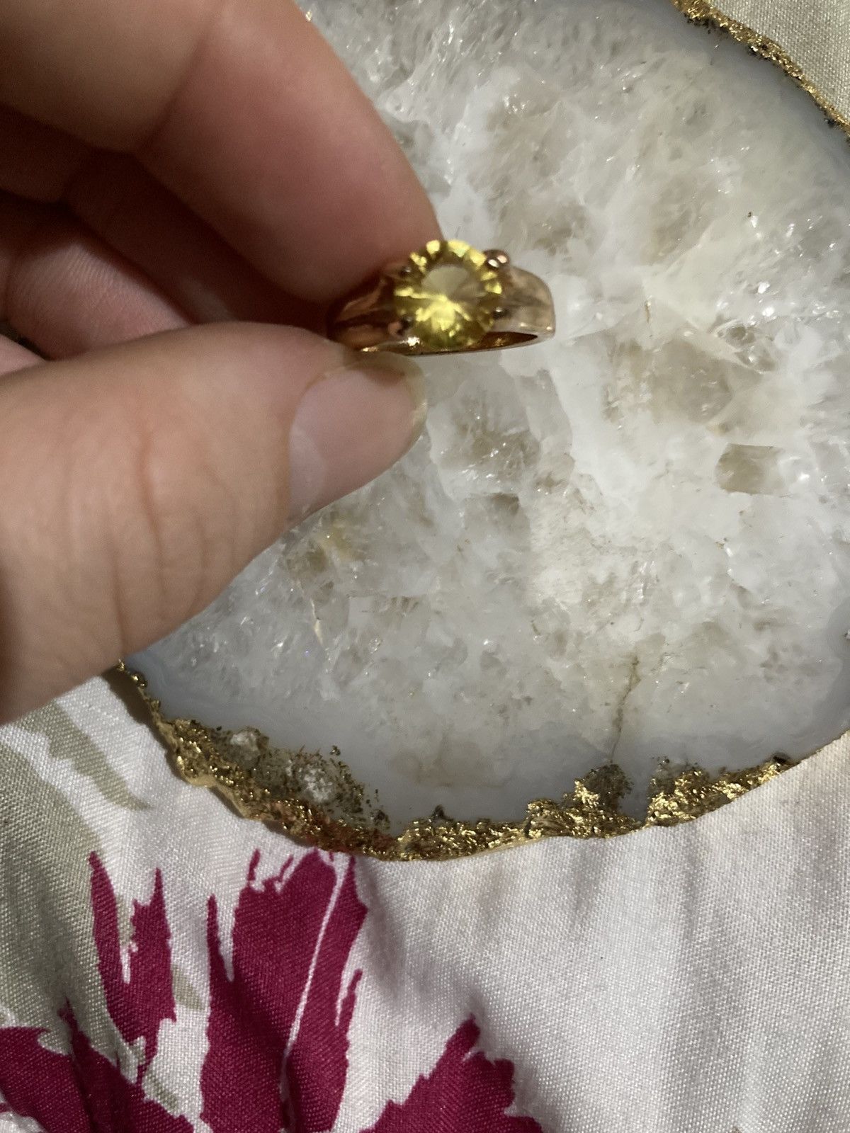 Other Yellow gemmed gold plated ring Size ONE SIZE - 1 Thumbnail