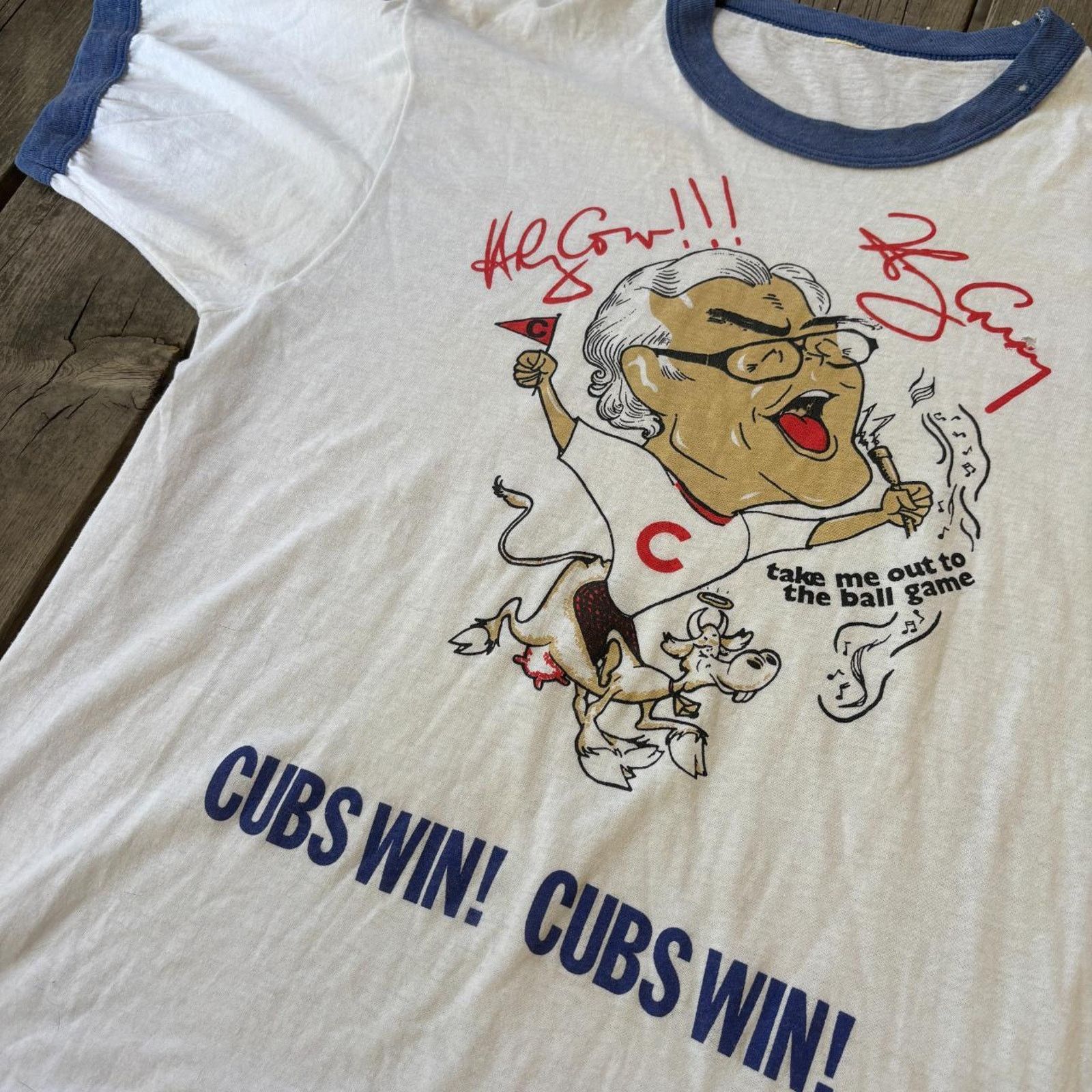 Vintage 1985 chicago cubs single stitched ringer tee shirt Size US L / EU 52-54 / 3 - 3 Thumbnail