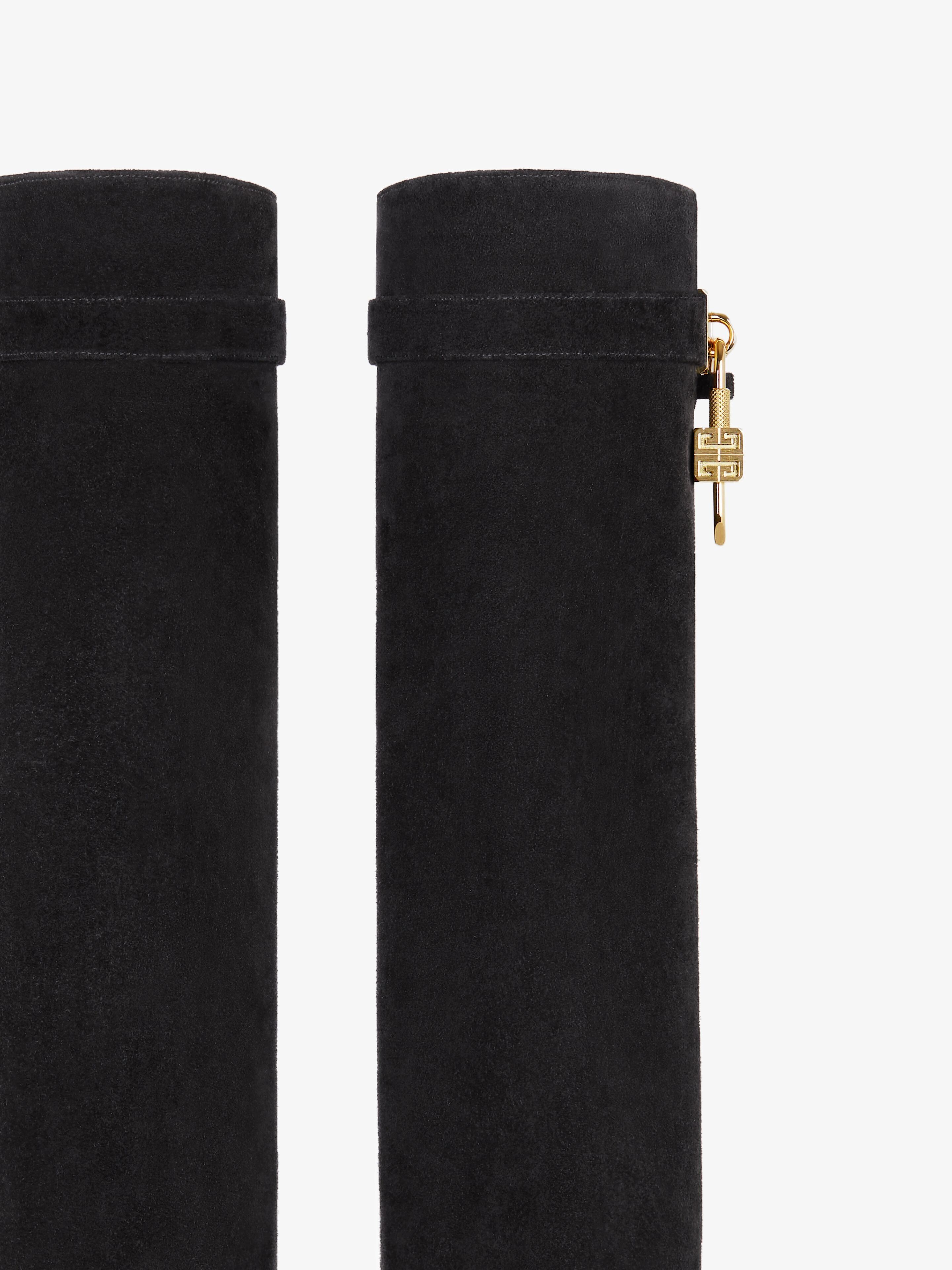 Givenchy o1srvl11e0525 Shark Lock Boots In Suede in Black Size US 11 / IT 41 - 6 Thumbnail