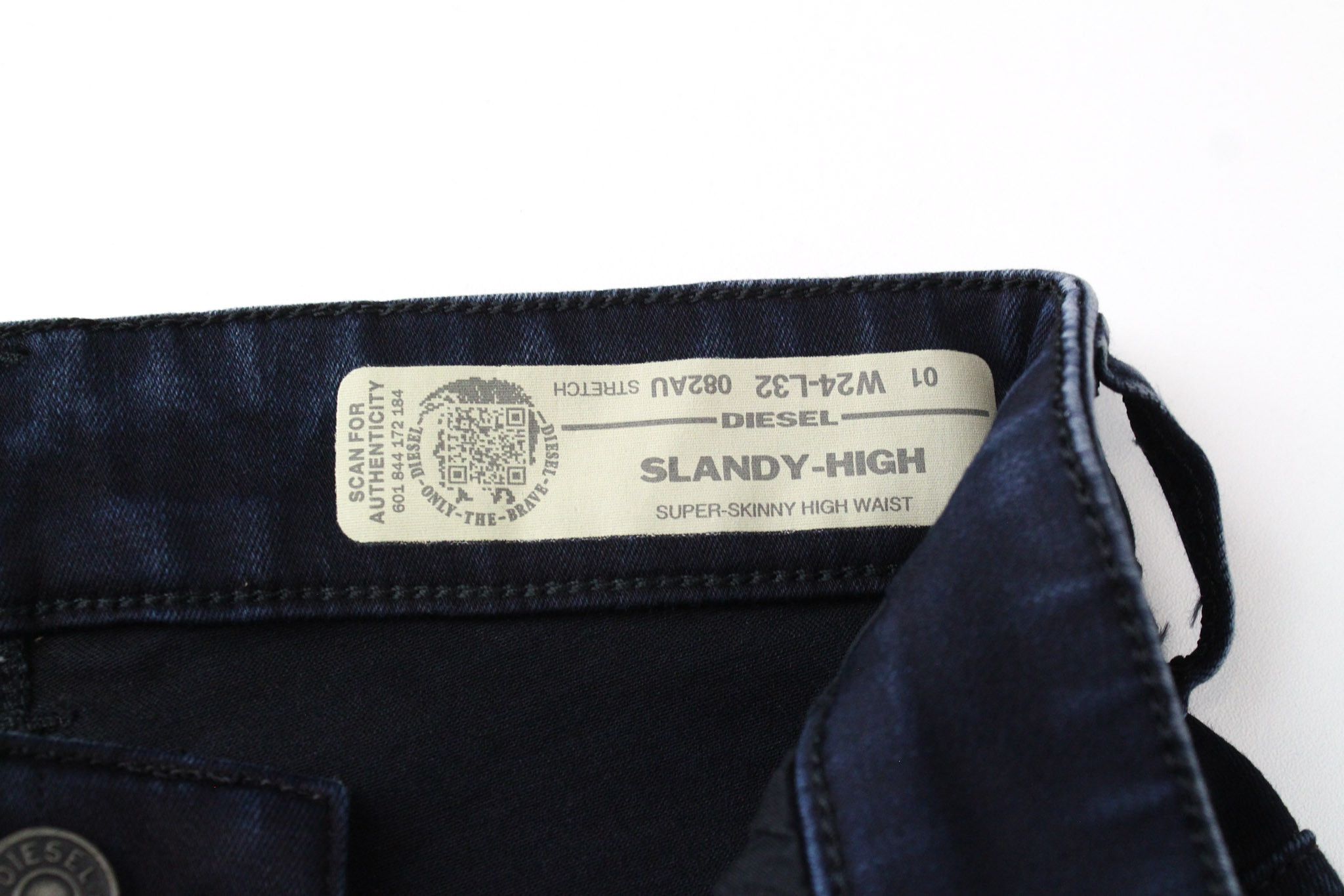 Diesel SLANDY-HIGH 082AU W24/L32 Dark Blue Stretch Jeans 69739 Size 24" / US 00 / IT 34 - 5 Thumbnail