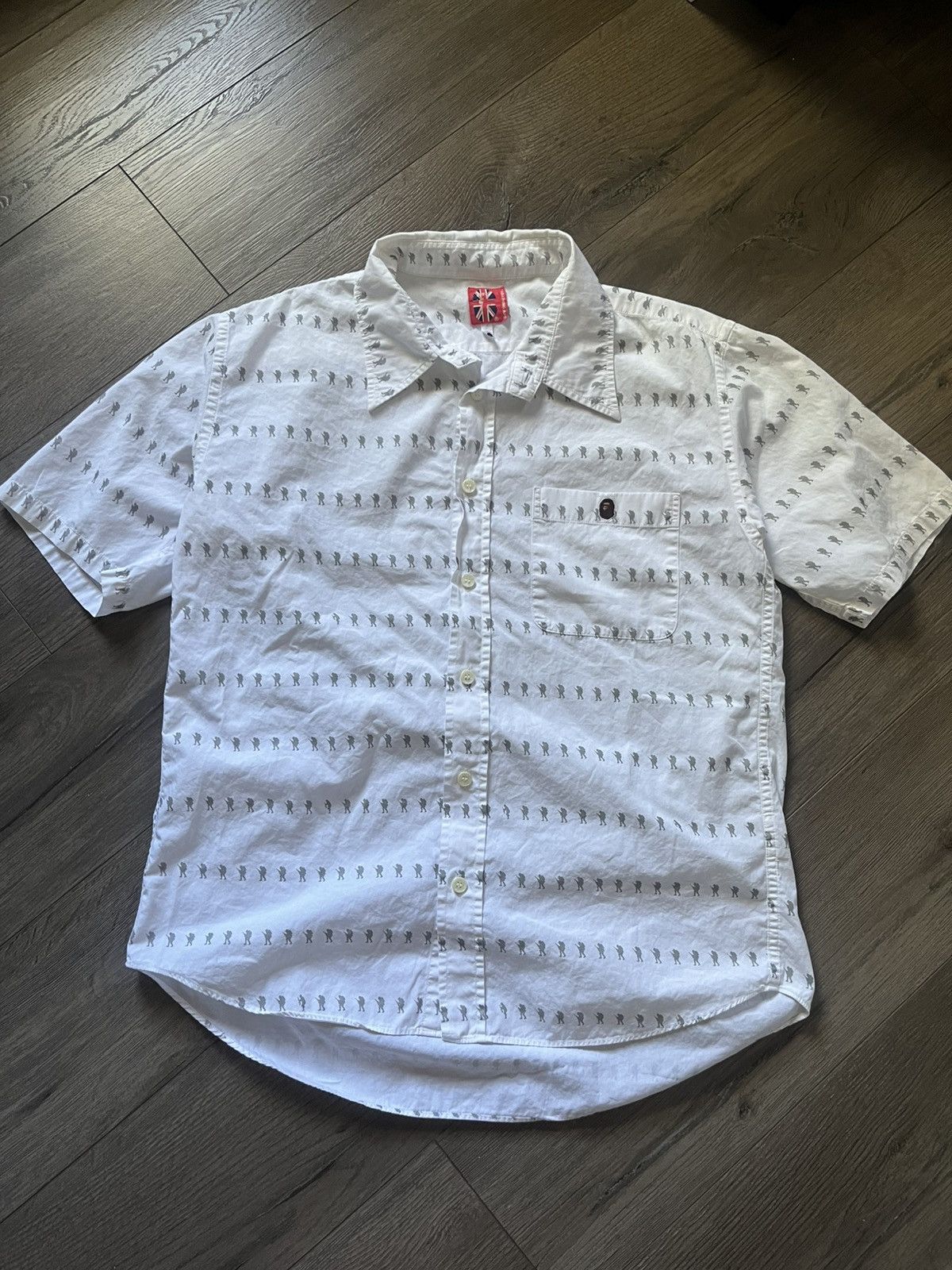 Bape A BATHING APE BAPE foot soldier striped AOP button up shirt Size US M / EU 48-50 / 2 - 1 Thumbnail