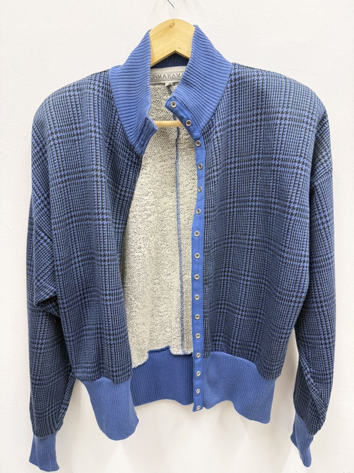 Norma Kamali Norma Kamali Blue Plaid Snap Button Sweater Size M / US 6-8 / IT 42-44 - 2 Thumbnail