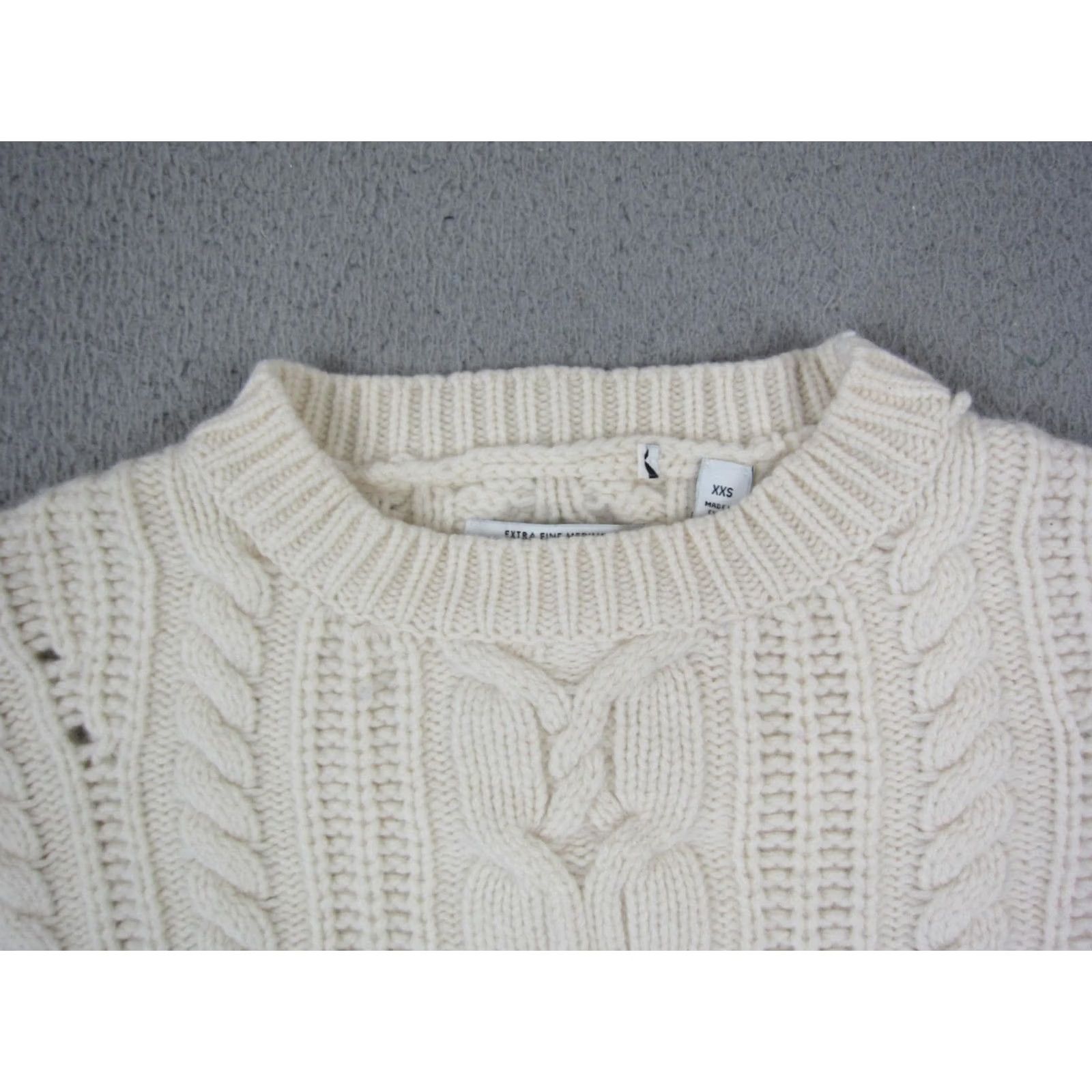 Country Road VINTAGE Country Road Sweater Womens 2XS Cream Merino Wool Cable Knit Crew Neck Long Sleeve 90s Winter Fall Pullover Mens Womens Girls Boys Size XXS / US 00 / IT 34 - 3 Thumbnail
