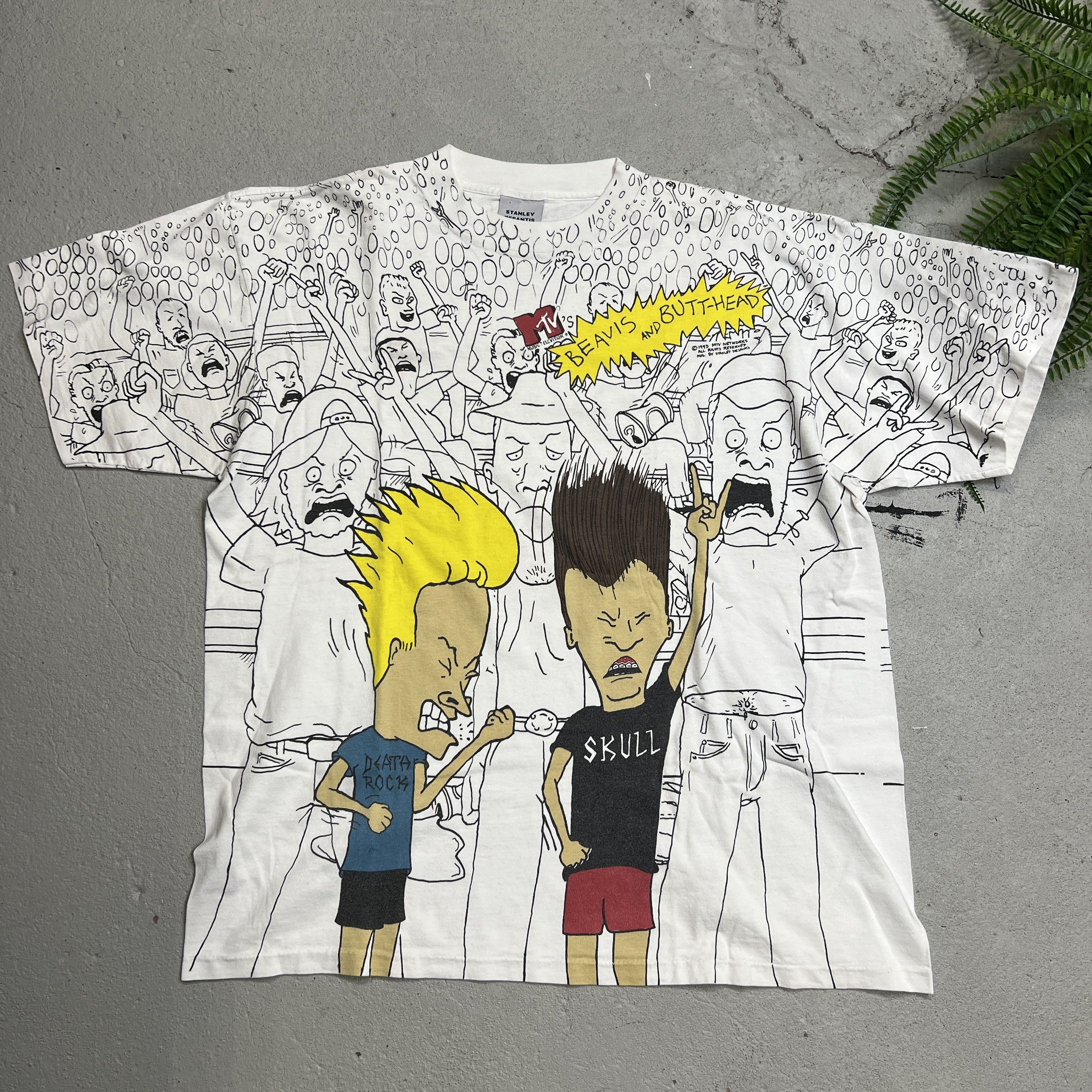 Mtv × Vintage 1993 Beavis and Butthead Full Print Concert Tee Size US XL / EU 56 / 4 - 1 Thumbnail