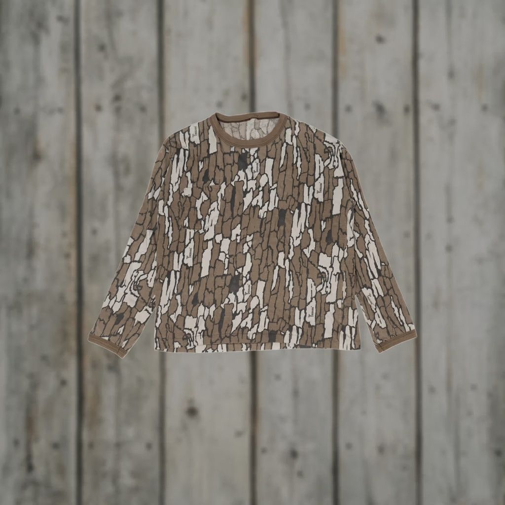 Bark VINTAGE Bark Camouflage T-Shirt Mens Medium Brown 1990s Short Sleeve Unisex Adults Size US M / EU 48-50 / 2 - 1 Thumbnail