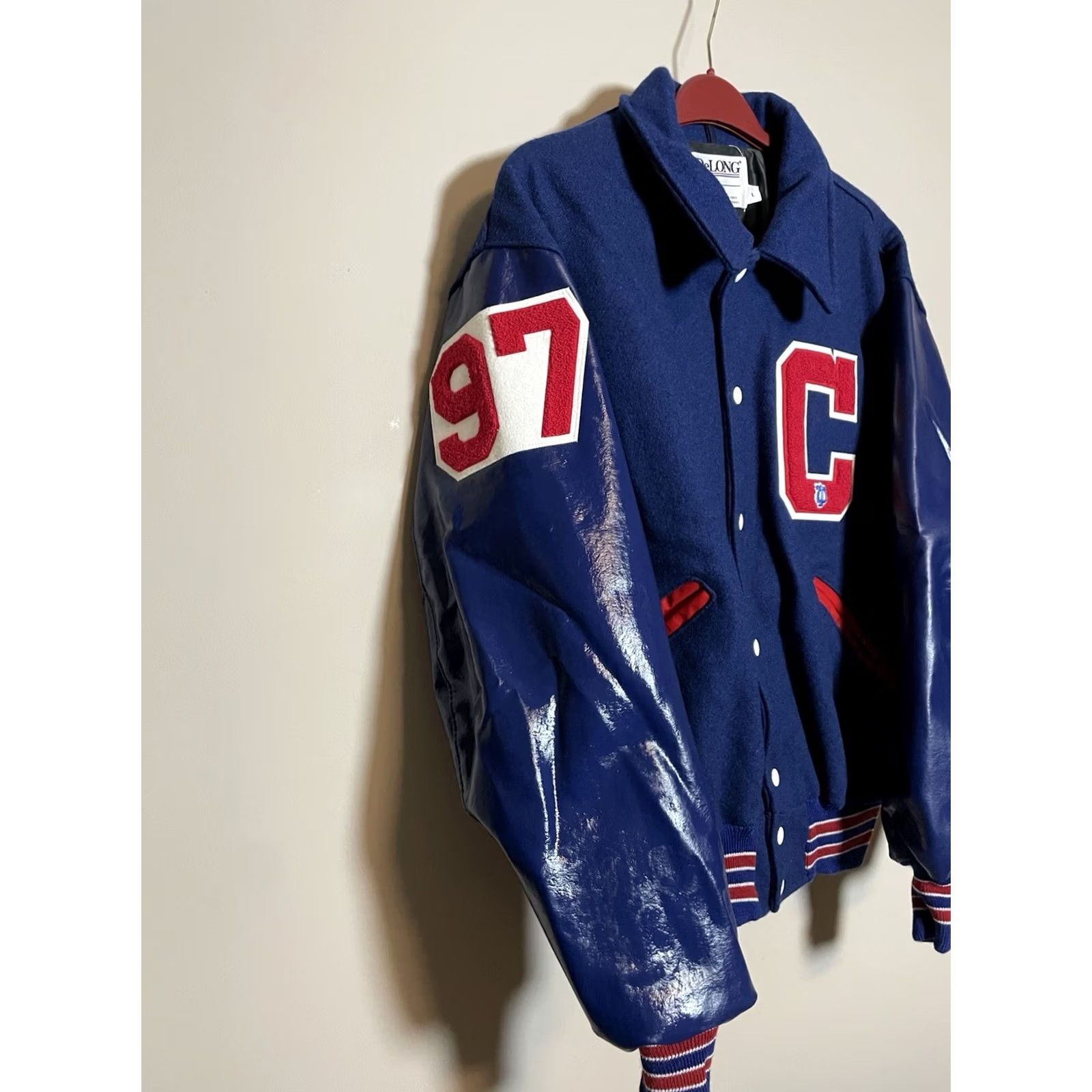 Vintage VINTAGE DeLong Varsity Jacket USA Blue Wool 90s Logo Pockets Size L Men Jacket Size US L / EU 52-54 / 3 - 5 Thumbnail