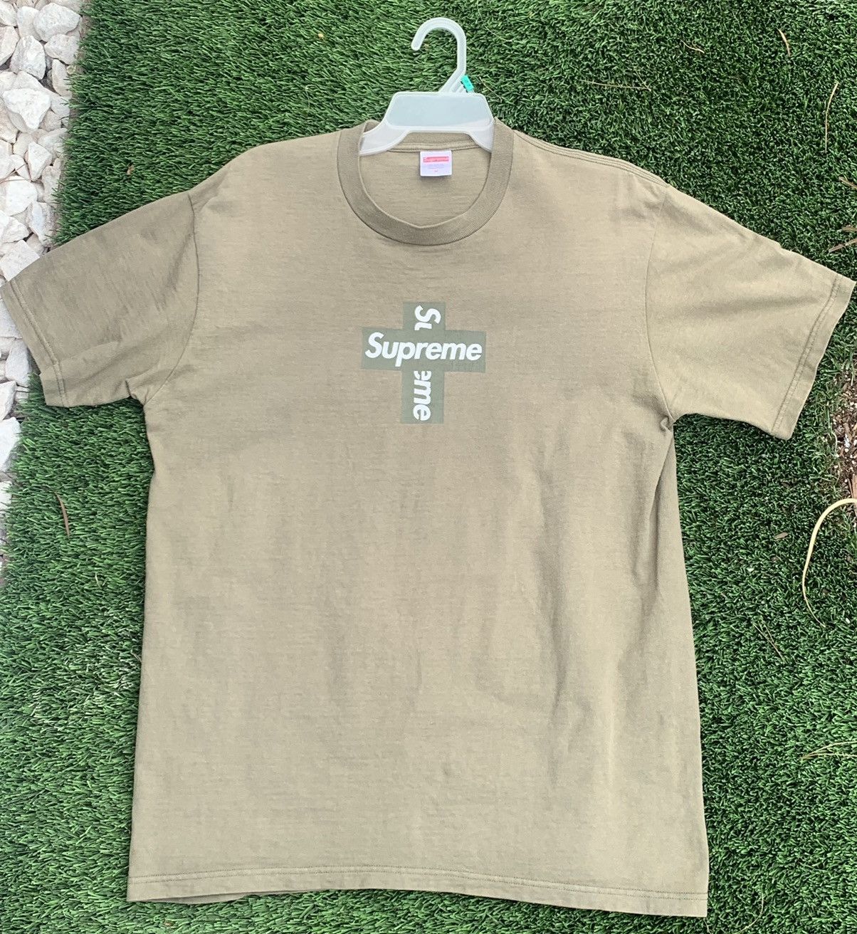 Supreme Supreme Cross Box Logo Tee Olive Size M | Grailed