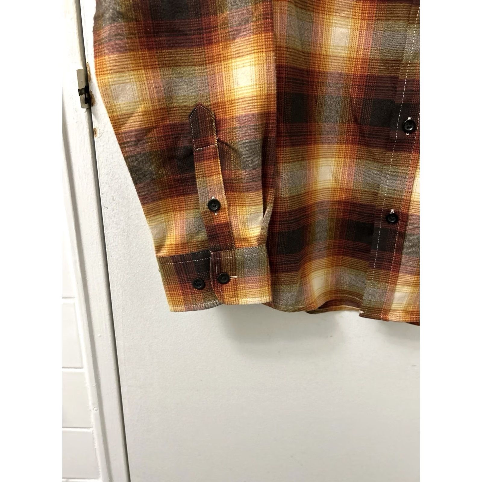 George George Mens Button-Up Shirt L/S Plaid Brown Stretch NWT Size US M / EU 48-50 / 2 - 6 Thumbnail