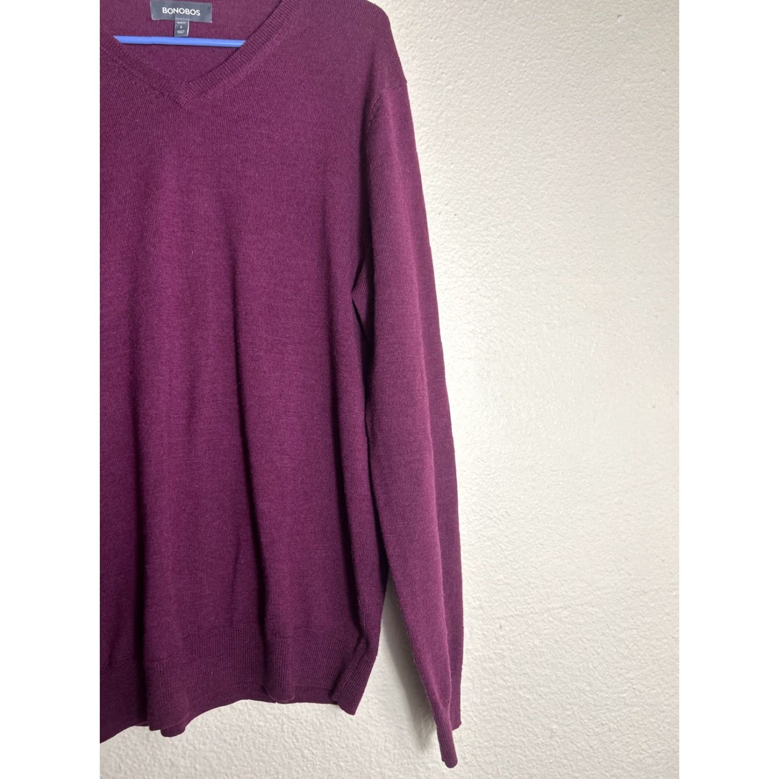 Bonobos Bonobos Sweater Mens Large Maroon Merino Wool V Neck Pullover Slim Knit Long Sleeve Casual Size US L / EU 52-54 / 3 - 5 Thumbnail