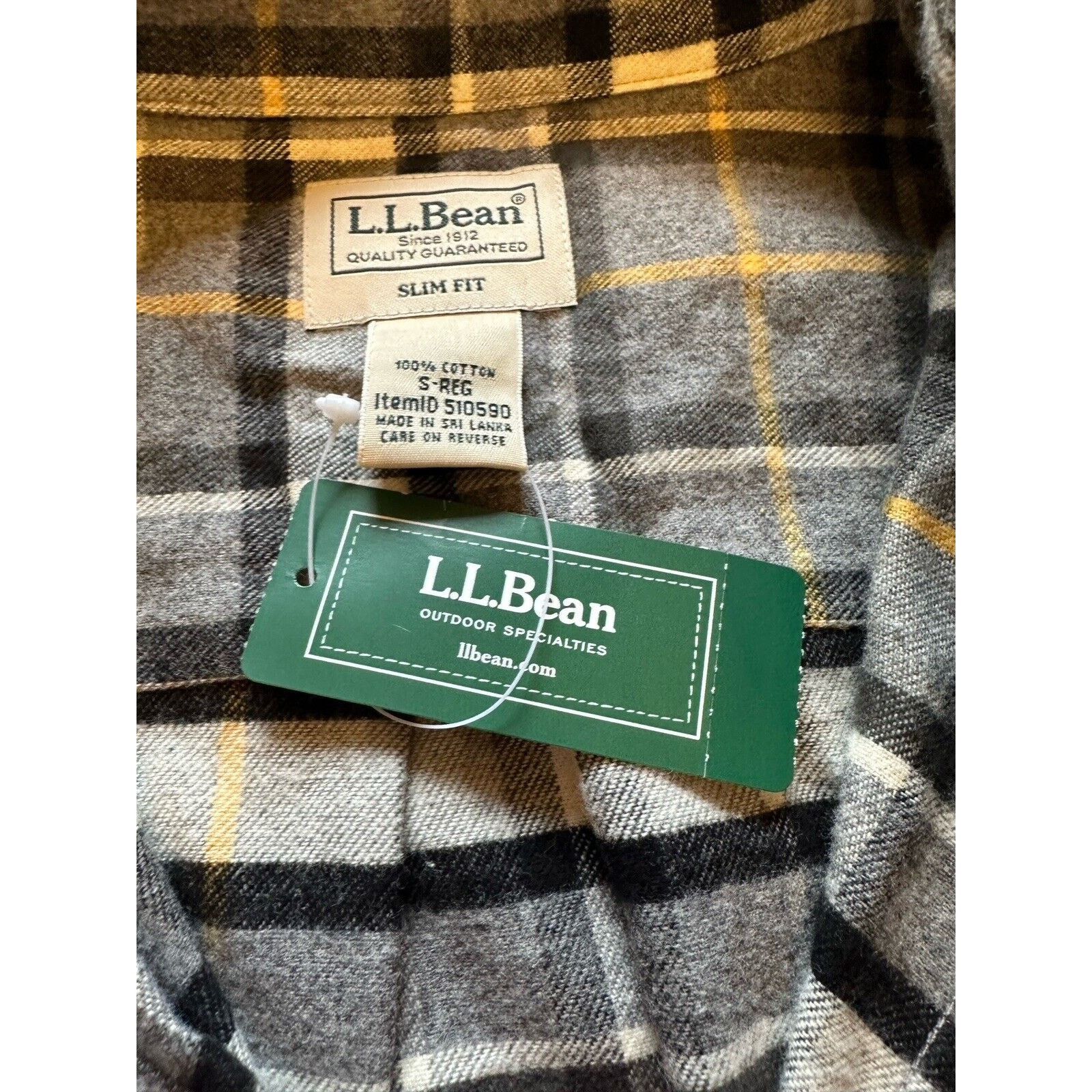 L.L. Bean New LL Bean Flannel Shirt Mens Small Slim Long Sleeve Plaid Size US S / EU 44-46 / 1 - 11 Thumbnail