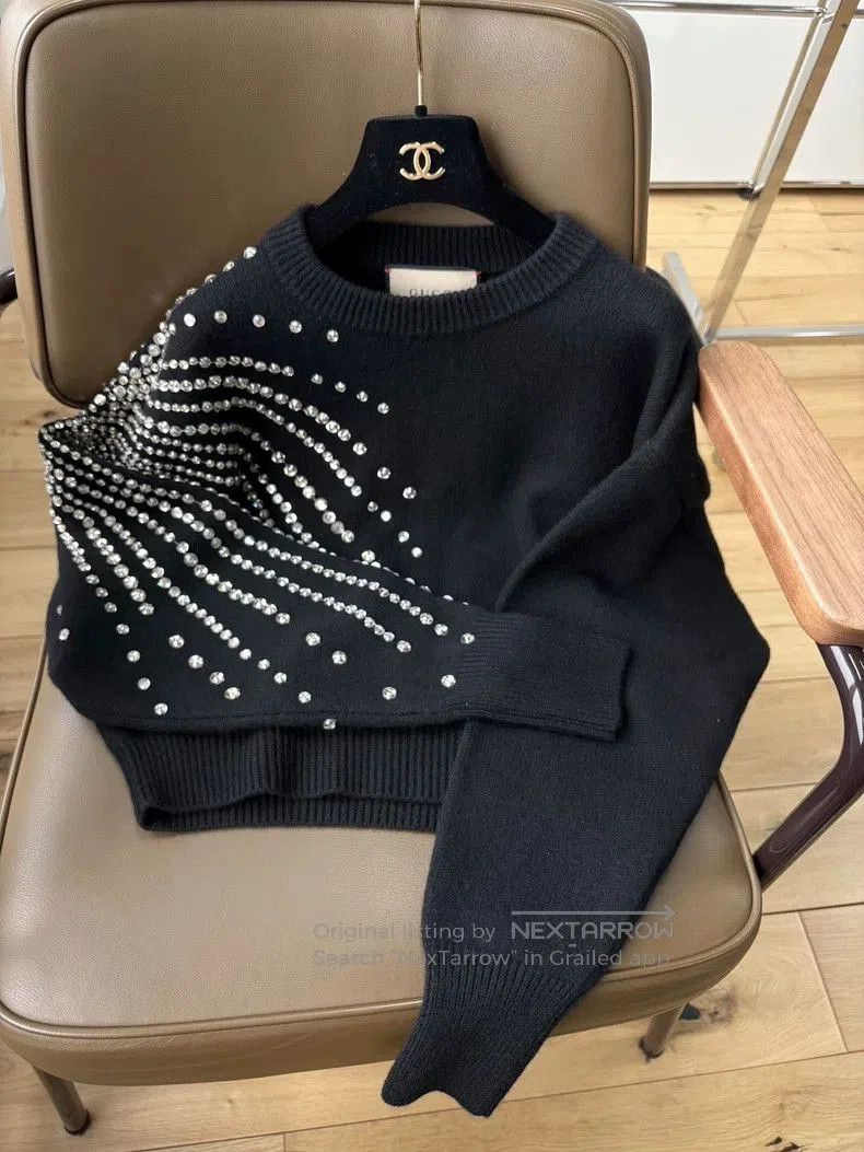 Gucci Elegant Black Knit Sweater with Embellishments-dmc. Size US S / EU 44-46 / 1 - 1 Thumbnail