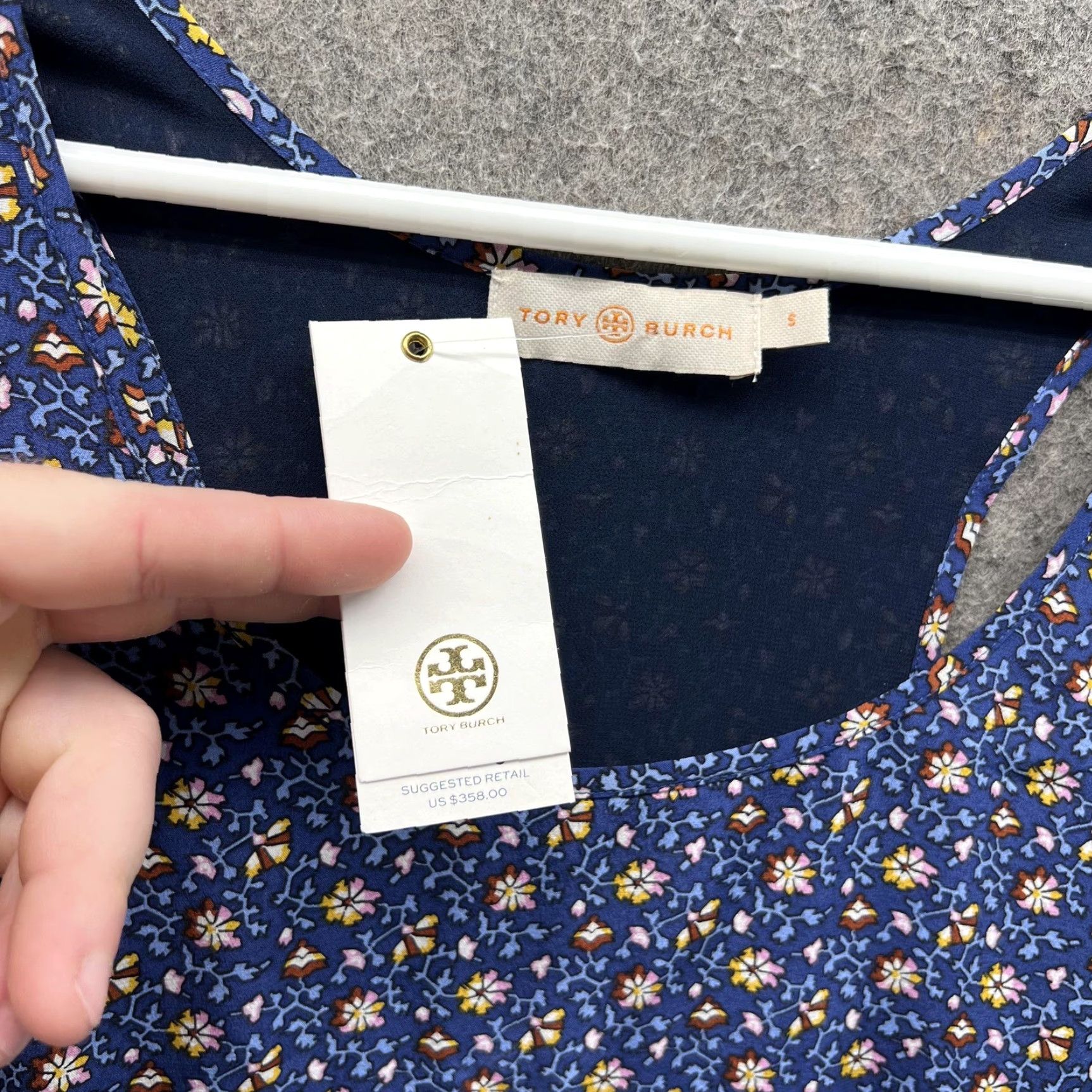 Tory Burch Tory Burch Dress Womens Small Blue Wild Pansy Sydney Tank Trapeze Silk Floral Size S / US 4 / IT 40 - 2 Thumbnail