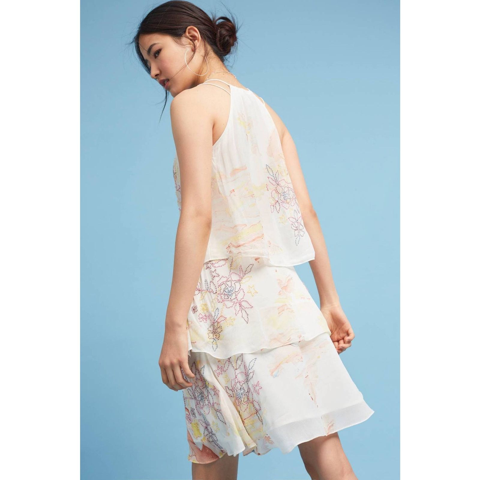 Anthropologie New Anthropologie Tiered & Beaded Floral Dress $268 Size XS / US 0-2 / IT 36-38 - 5 Thumbnail