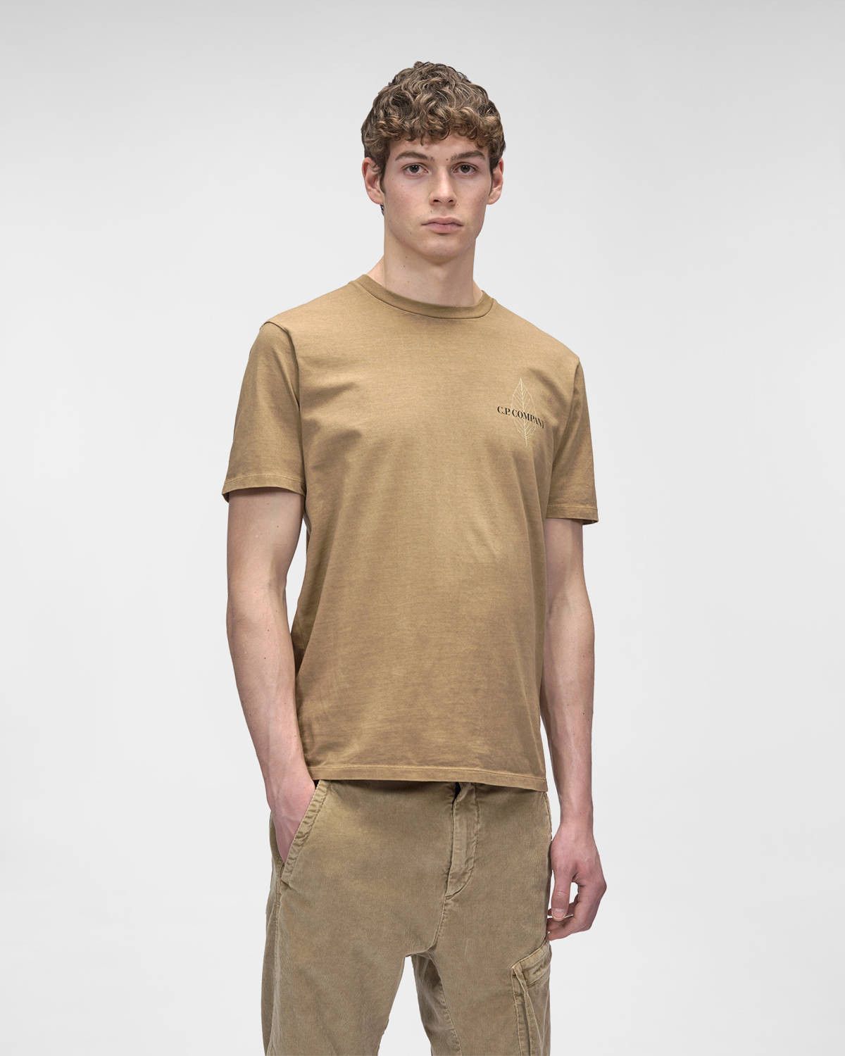 C.P. Company o1y1224 Logo Crewneck T-Shirt in Light Brown Size US XS / EU 42 / 0 - 3 Thumbnail