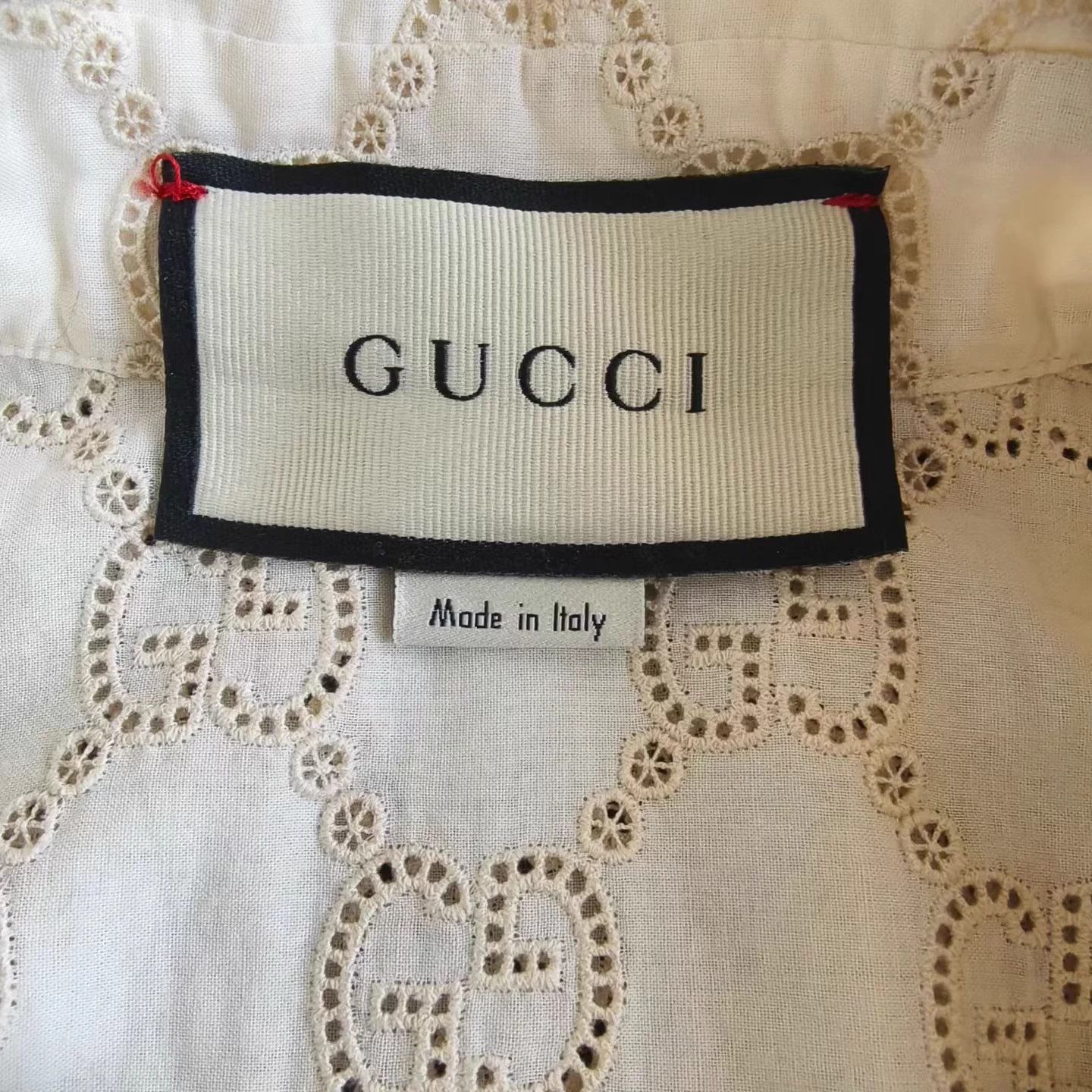 Gucci Gucci Beige GG Embroidered Openwork Cotton Shirt Size S / US 4 / IT 40 - 3 Thumbnail