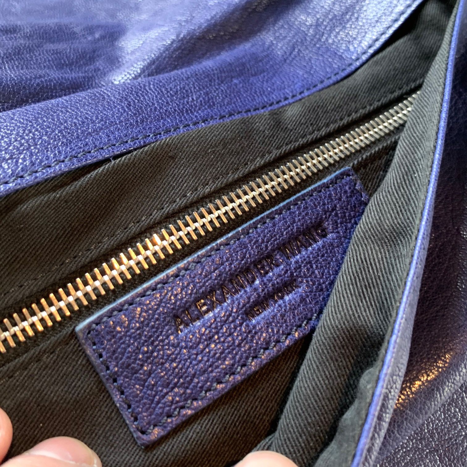 Alexander Wang Alexander Wang Dark Blue Fold Over Leather and Suede Clutch Size ONE SIZE - 7 Thumbnail
