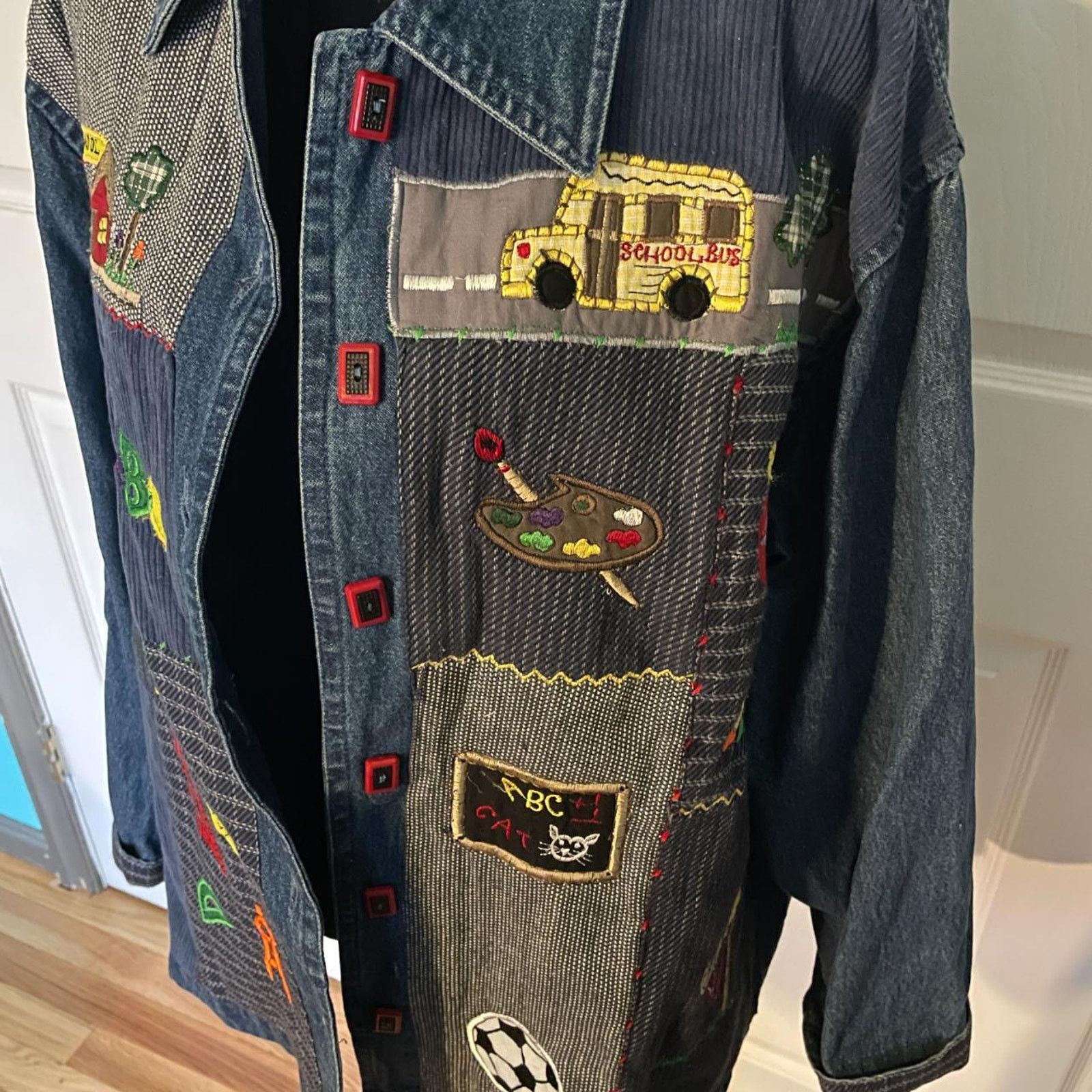 Vintage Vintage 80's Keren Hart Denim Jacket School Theme Size XXL / US 16-18 / IT 52-54 - 3 Thumbnail