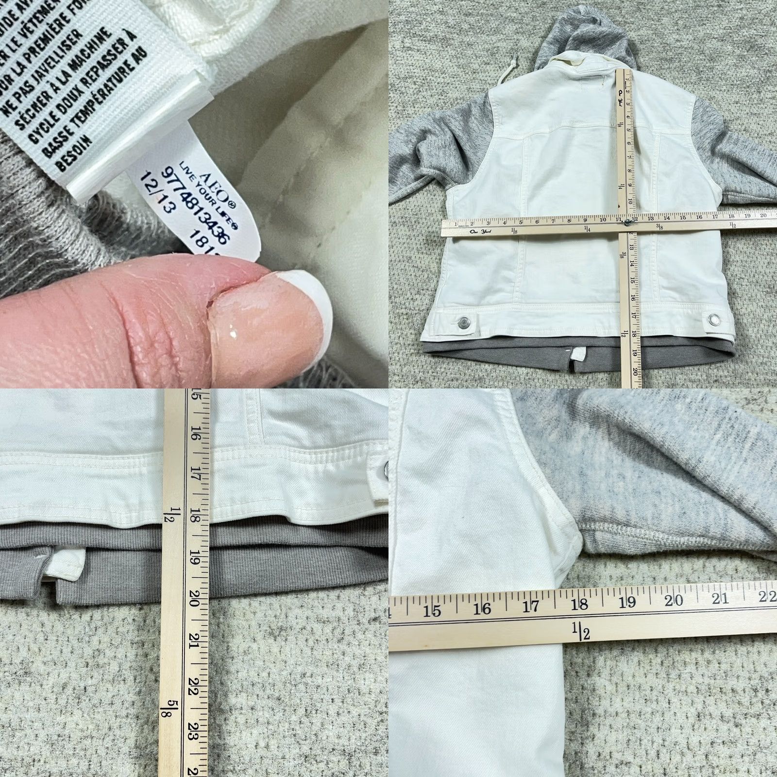 American Eagle Outfitters VINTAGE American Eagle Outfitters Denim Jacket Women L White Gray Jean Trucker VTG Y2K Mixed Size 36" / US 14 / IT 50 - 8 Thumbnail