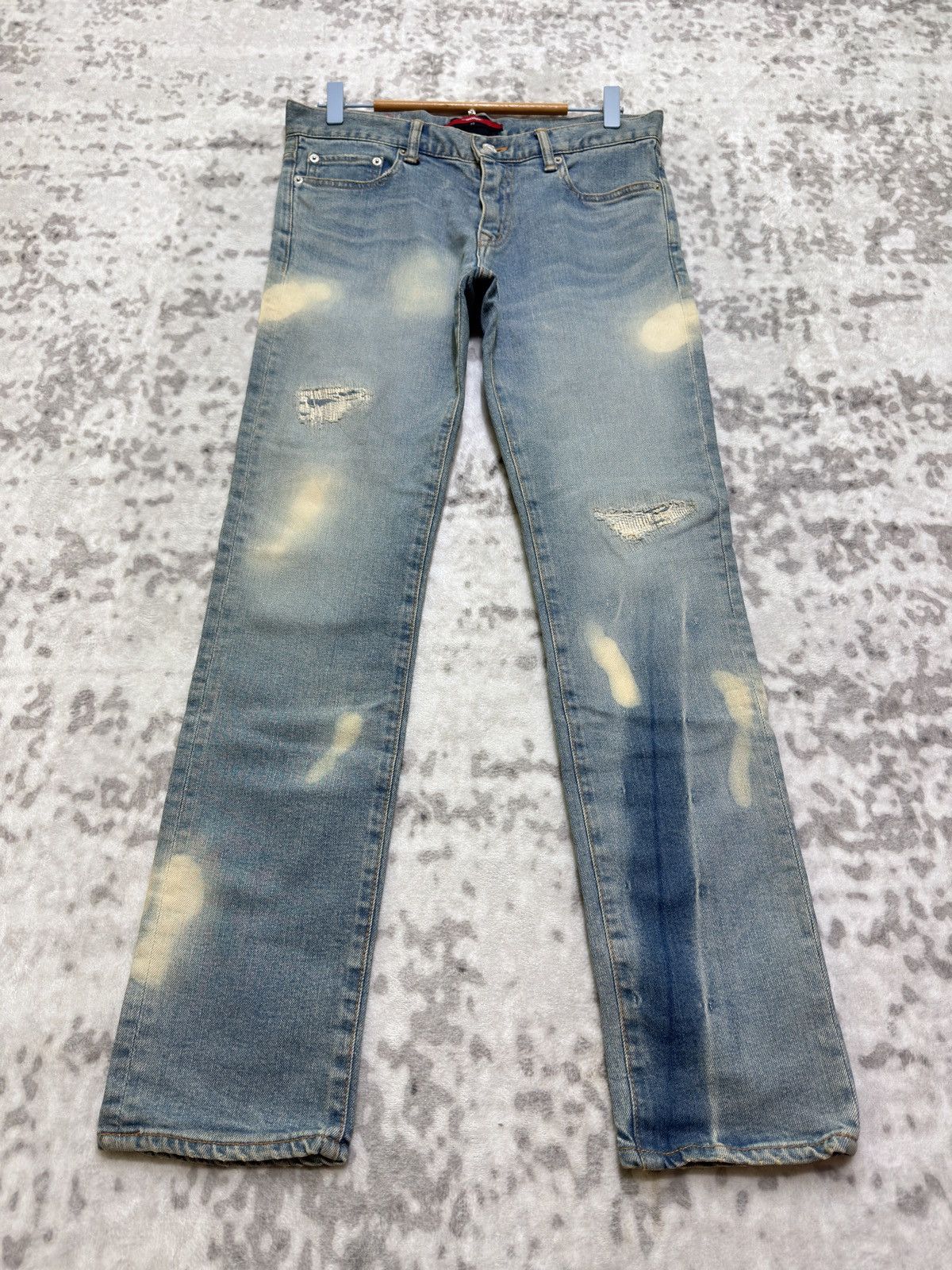 PHENOMENON Rare Phenomenon Archive Skinny Bleached Distressed Denim Size US 30 / EU 46 - 1 Thumbnail