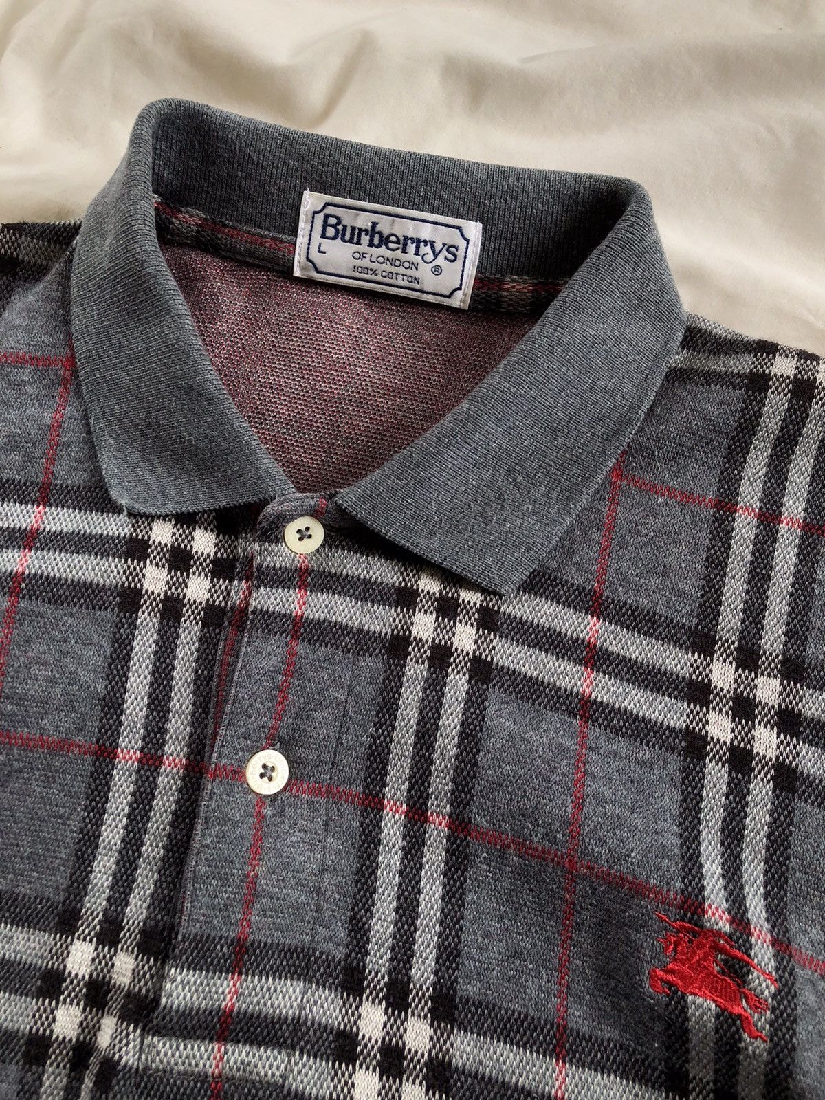 Burberry × Vintage BURBERRYS Nova Check Plaid Longsleeve Polo Size US L / EU 52-54 / 3 - 6 Thumbnail