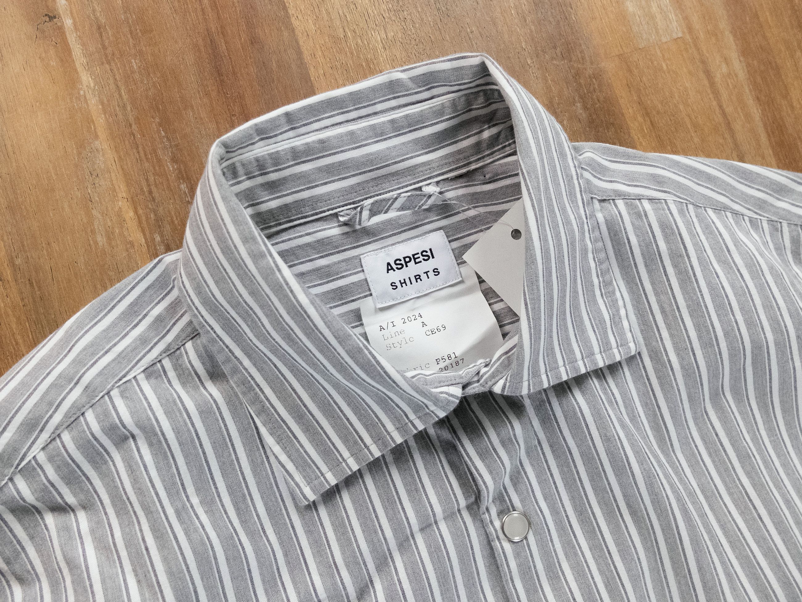 Aspesi ASPESI gray striped flannel cotton dress shirt Size Large Size US L / EU 52-54 / 3 - 2 Thumbnail
