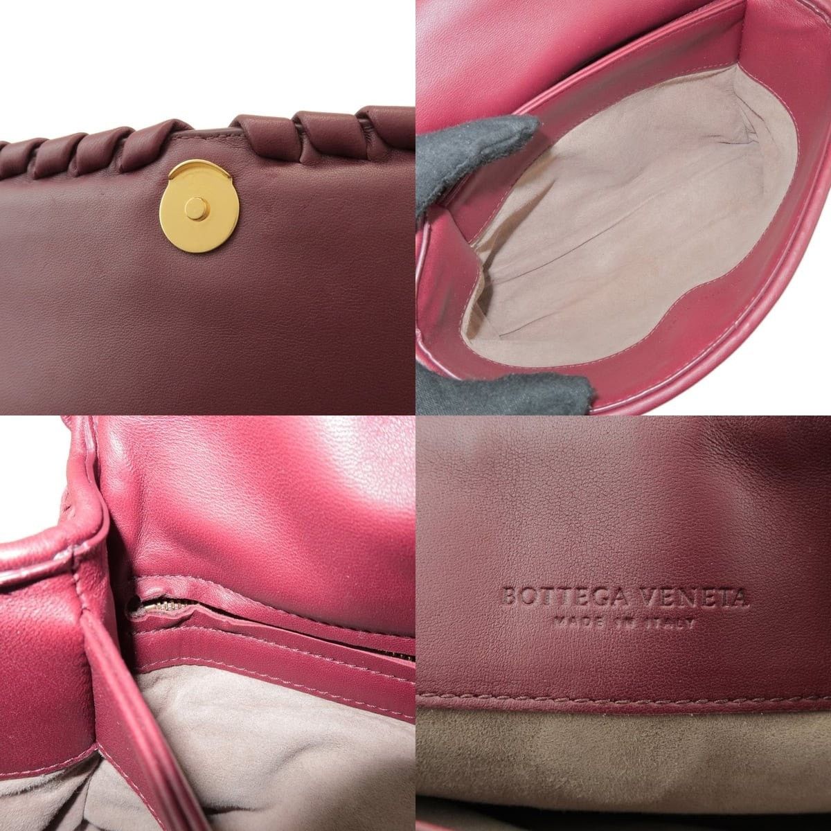 Bottega Veneta Bottega Veneta Intrecciato Lambskin Flap Bag Burgundy Size ONE SIZE - 4 Thumbnail