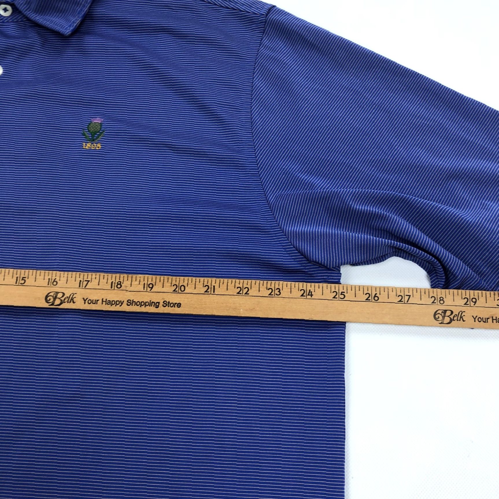 Vintage Donald Ross Men XL Blue Striped Performance Polo Shirt Rochester Club Golf Shirt Size US XL / EU 56 / 4 - 6 Thumbnail