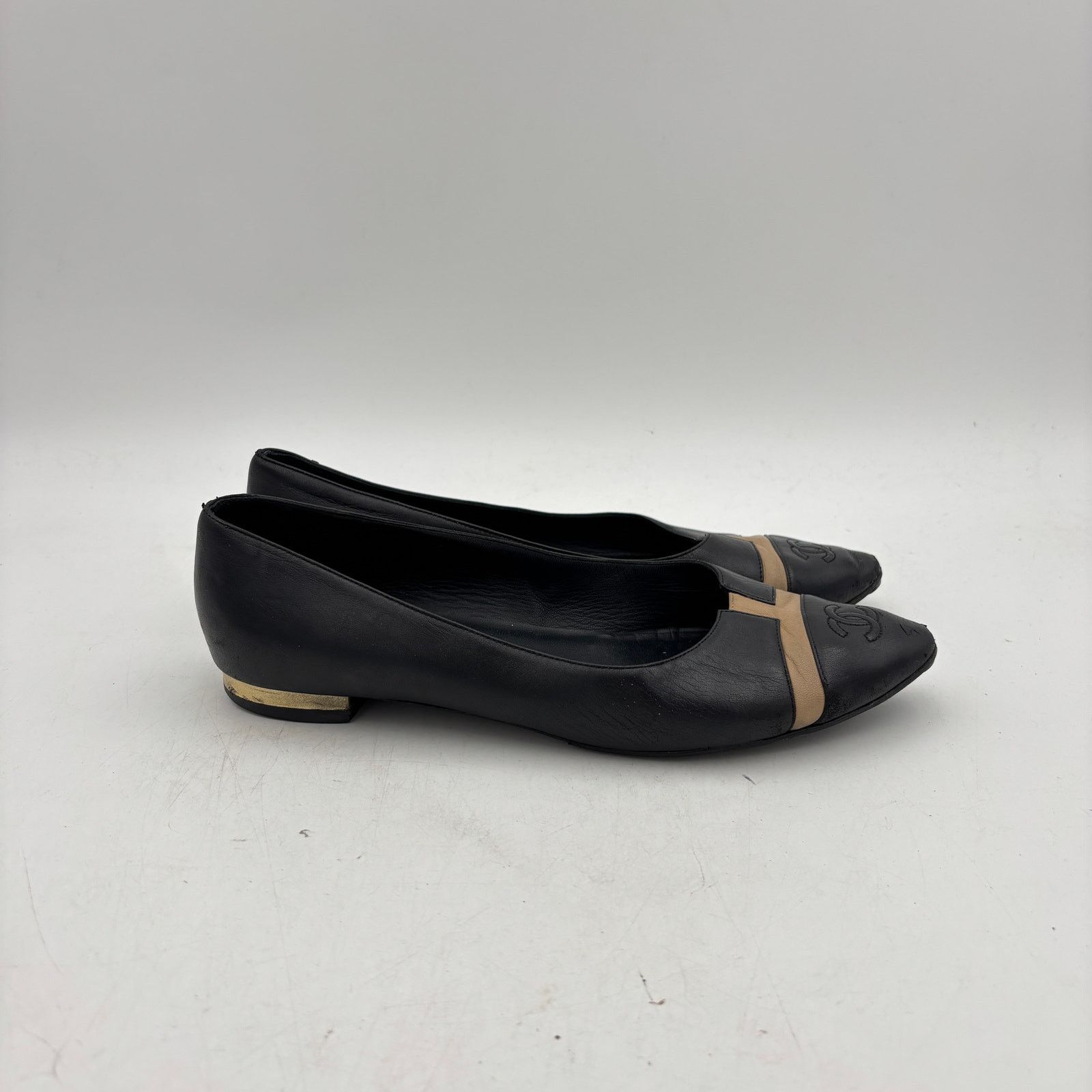 Chanel Chanel Point Toe CC Black Leather Ballet Flats Women's 41 Size US 10.5 / IT 40.5 - 3 Thumbnail