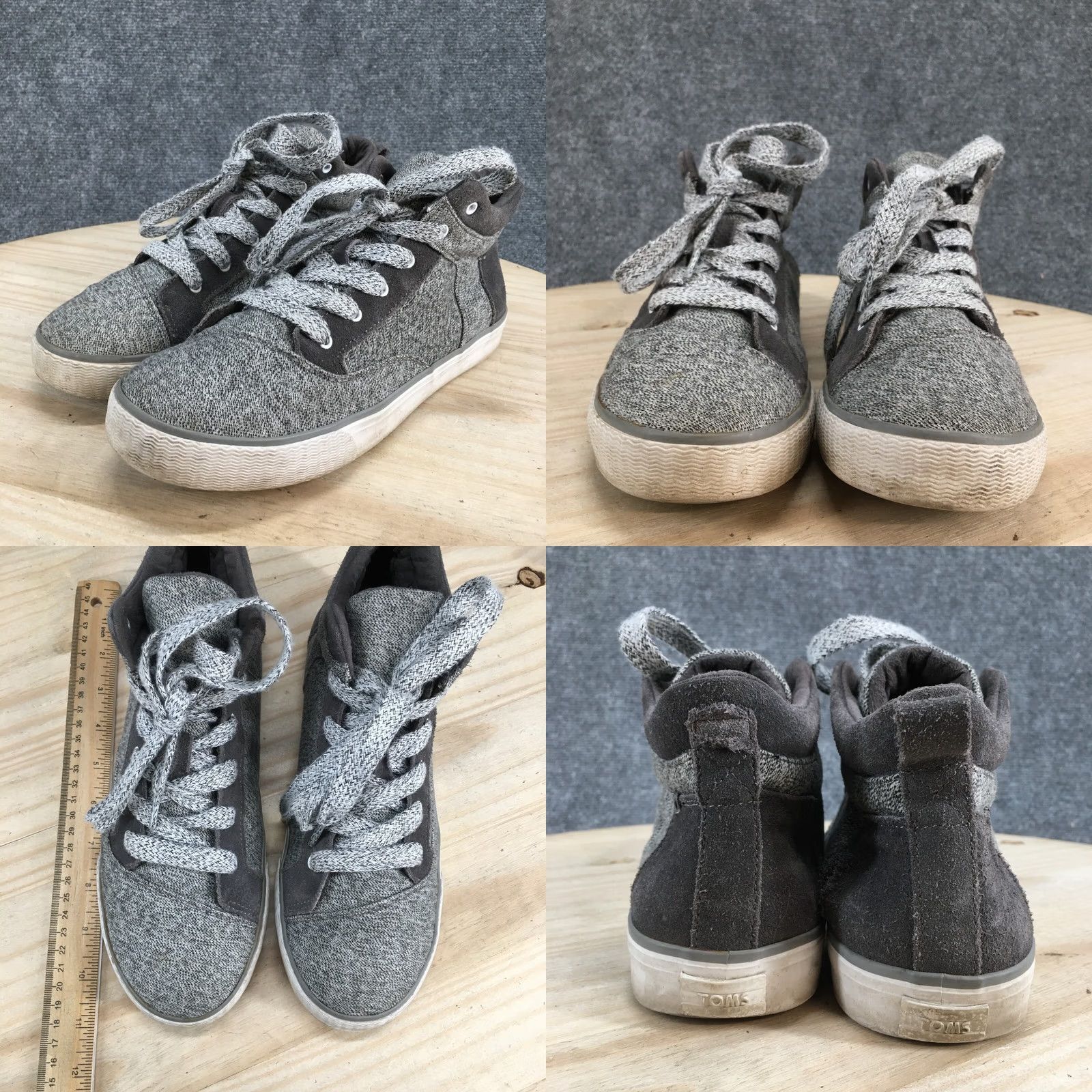 Toms TOMS Women Sneakers 9.5 Camila Casual Mid Top Gray Fabric Lace Up Shoes Size L / US 10 / IT 46 - 8 Thumbnail
