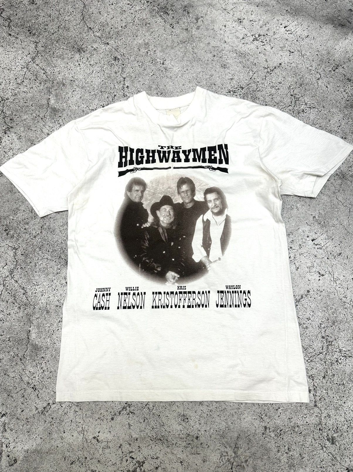 image of Band Tees x Vintage 90's The Highwaymen Johnny Cash Single Stitch Tee in White, Men's (Size Large)