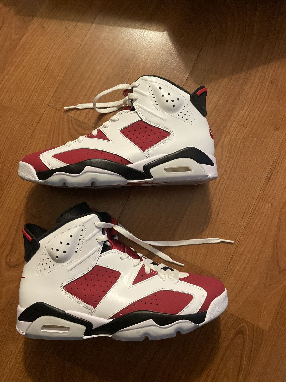 image of Jordan 6 Carmine Shoes in White, Men's (Size 10)