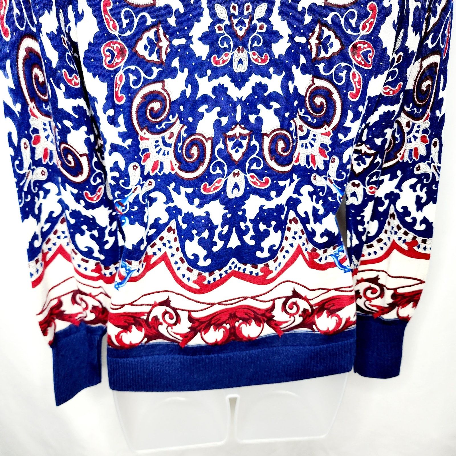Other Talbots Pure Merino Wool Blue & Red Paisley Sweater XS NEW Size XS / US 0-2 / IT 36-38 - 11 Thumbnail