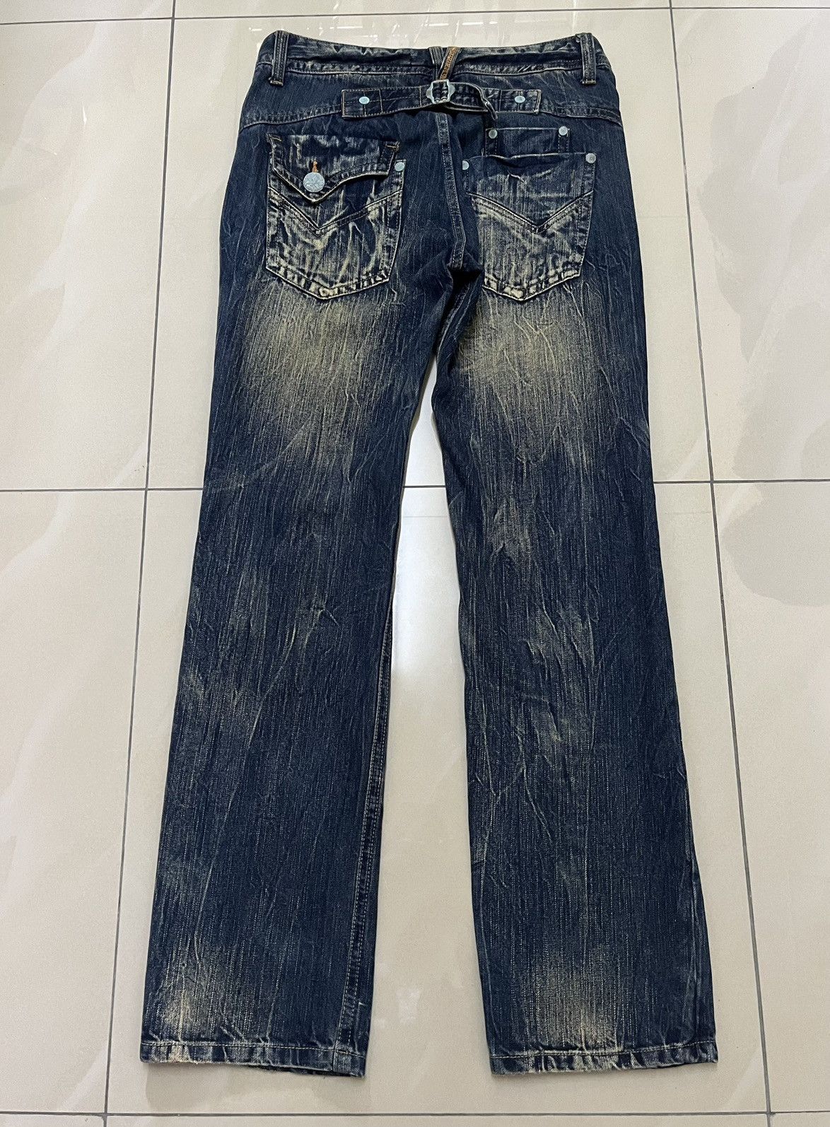 If Six Was Nine blow by blue distressed mud rusty thunder denim buckle back Size US 32 / EU 48 - 14 Thumbnail