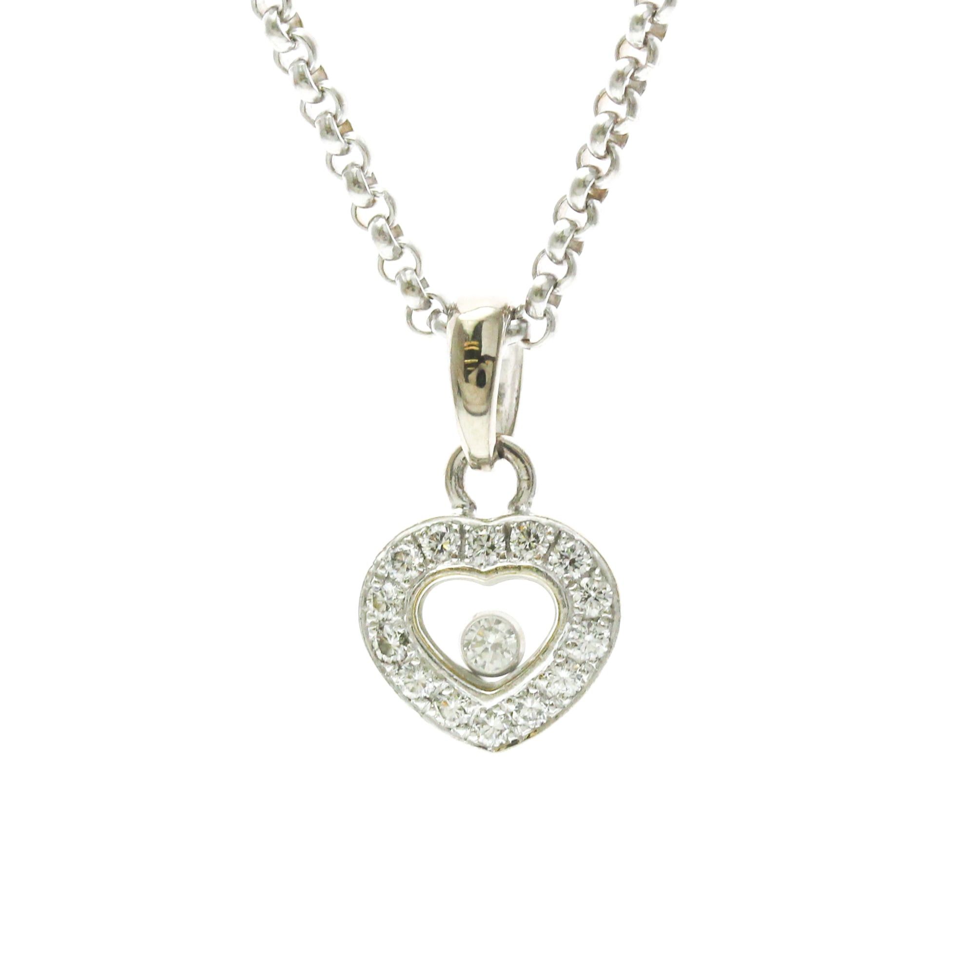 Chopard Chopard Happy Diamonds Heart Diamond Necklace 79/1084 White Gold (18K) Diamond Men,Women Fashion Pendant Necklace (Silver) Size ONE SIZE - 1 Thumbnail