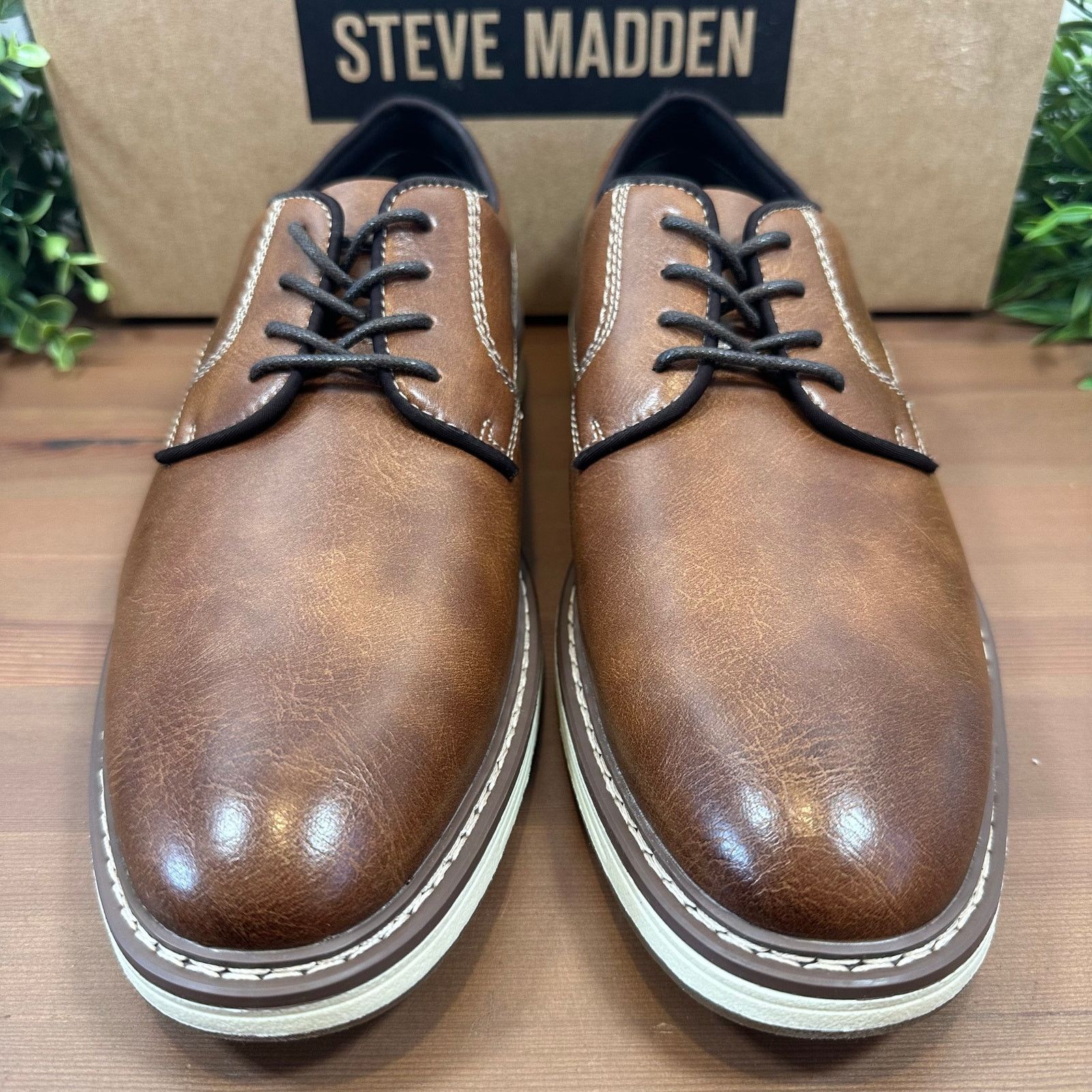 Steve Madden Steve Madden Men's P-Jansen Cognac Oxfords Shoes Size 9 Size US 9 / EU 42 - 3 Thumbnail
