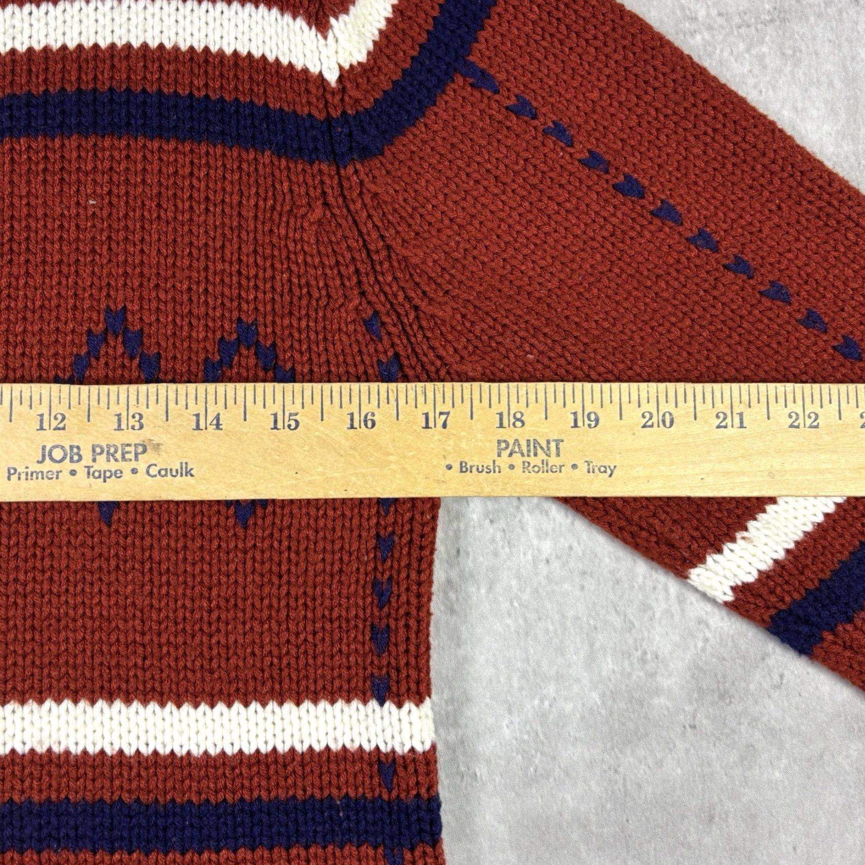 Vintage VINTAGE Knit Sweater Acrylic Diamond Striped Pattern Adult Small 70s Mens Pullover Crew Neck Brown Classic Lightweight Size US S / EU 44-46 / 1 - 3 Thumbnail