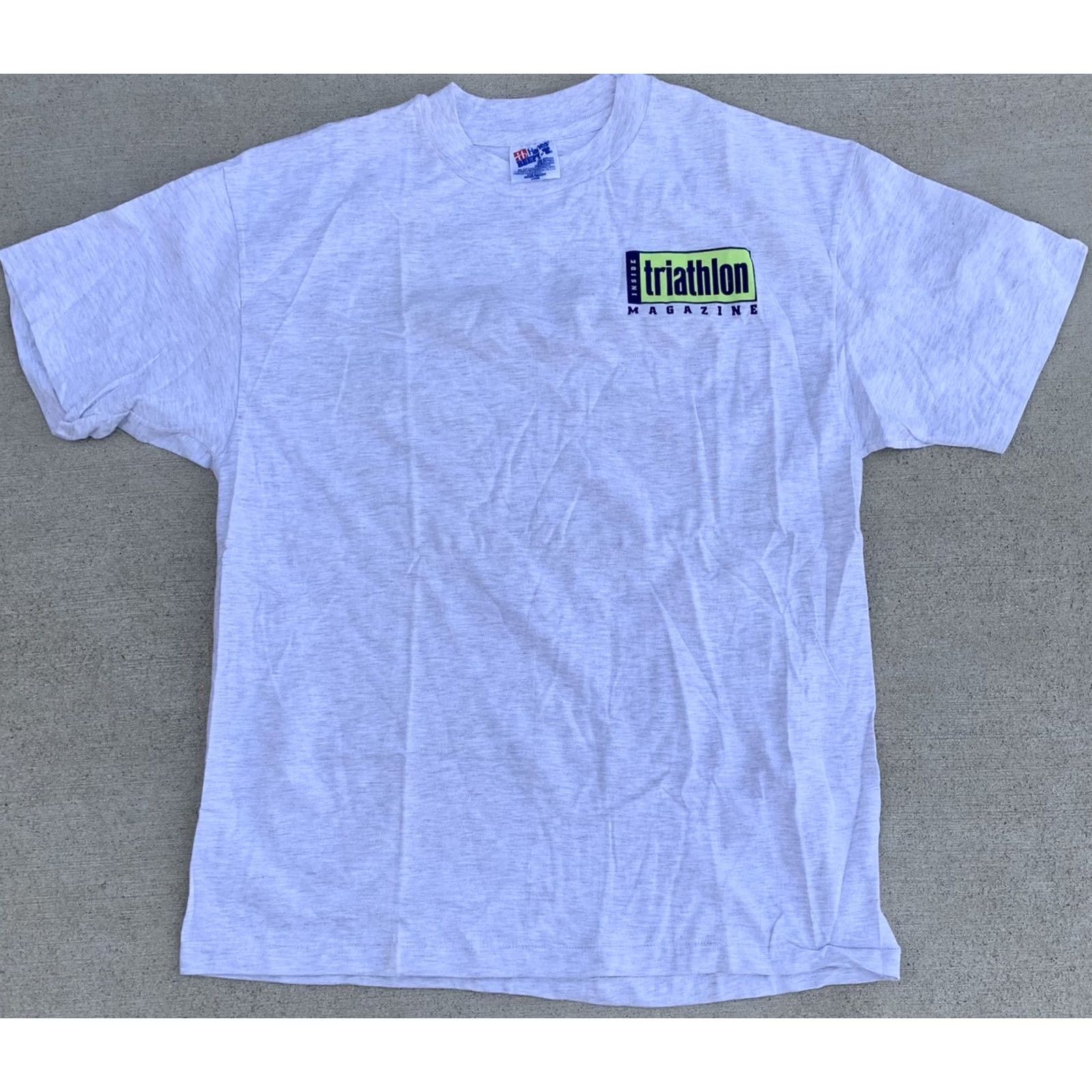 Hanes VINTAGE Hanes Beefy-T T-Shirt Mens Short Sleeve Crew Neck Gray Cotton Size L 1990s Inside Triathlon Magazine Graphic Print Size US L / EU 52-54 / 3 - 7 Thumbnail