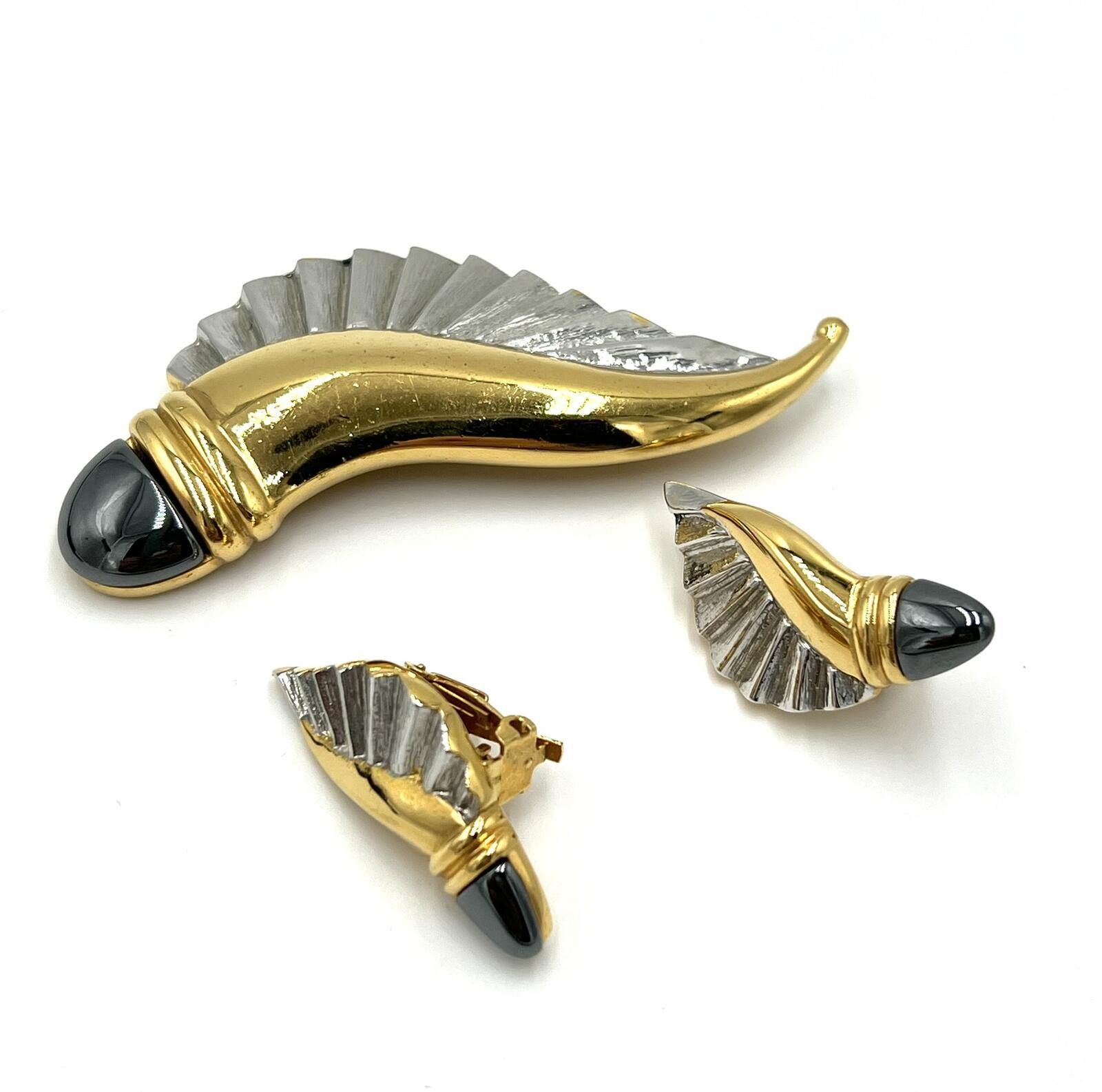 Butter Goods Butler Hematite Art deco style 2-pc Earring & Brooch Set Size ONE SIZE - 2 Thumbnail