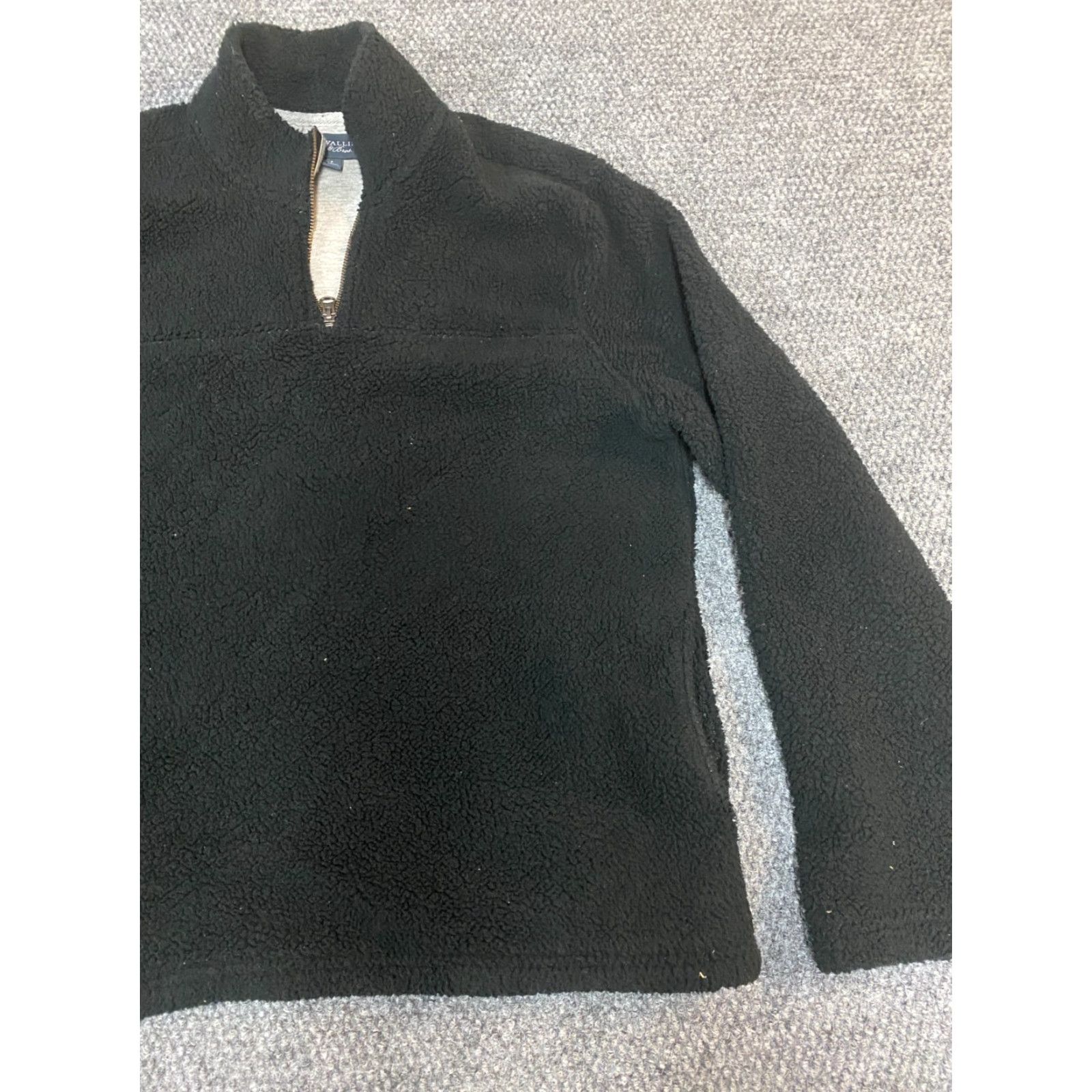 Vintage Wallin & Bros Mens Sweater Pullover Fleece Black 1/4 Zip Mock Neck Long Sleeve Size S Regular Knit Chunky-Crochet 1/4 Zip Breahable Vintage: No Size US S / EU 44-46 / 1 - 3 Thumbnail