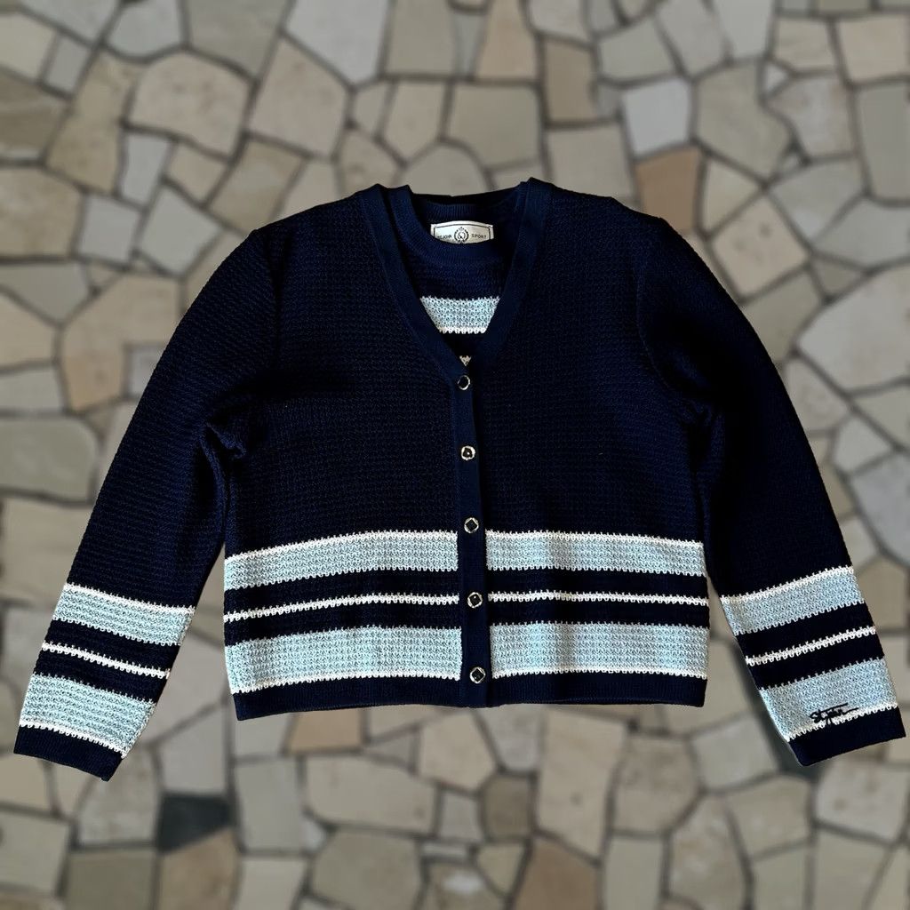 St. John St. John Sport 2Pc Knit Cardigan & Shirt Set Women’s Small Cardigan & knit shirt Navy Blue Solid Santana Knit V-Neck Button 2 Piece Women Mens Womens Size S / US 4 / IT 40 - 1 Thumbnail