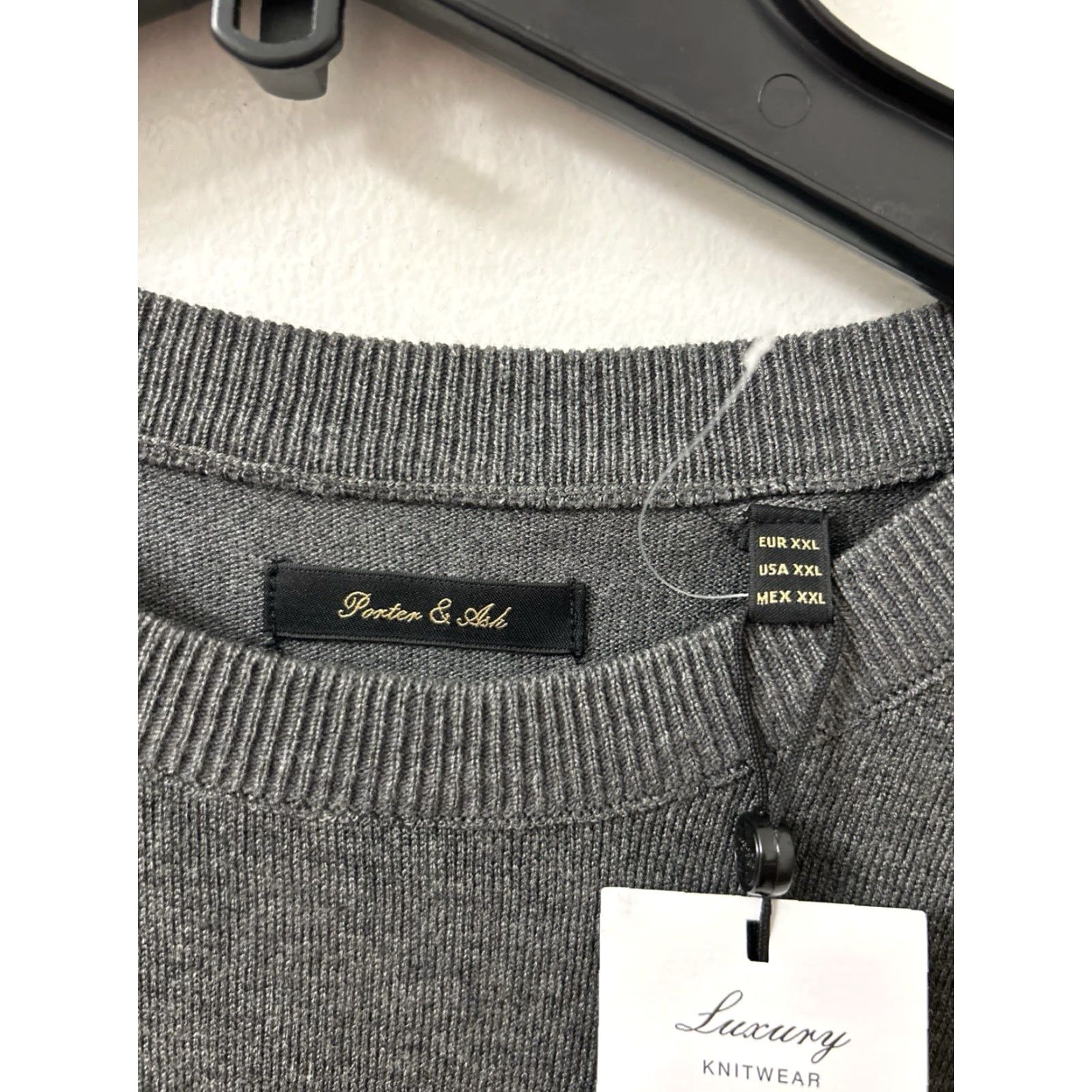 ASH Porter & Ash Sweater Mens 2XL Gray Pullover Crewneck L/S Lightweight Stretch Knit Designer Mens Regular Size 2XL Gray Crew Neck Solid Size US XXL / EU 58 / 5 - 6 Thumbnail